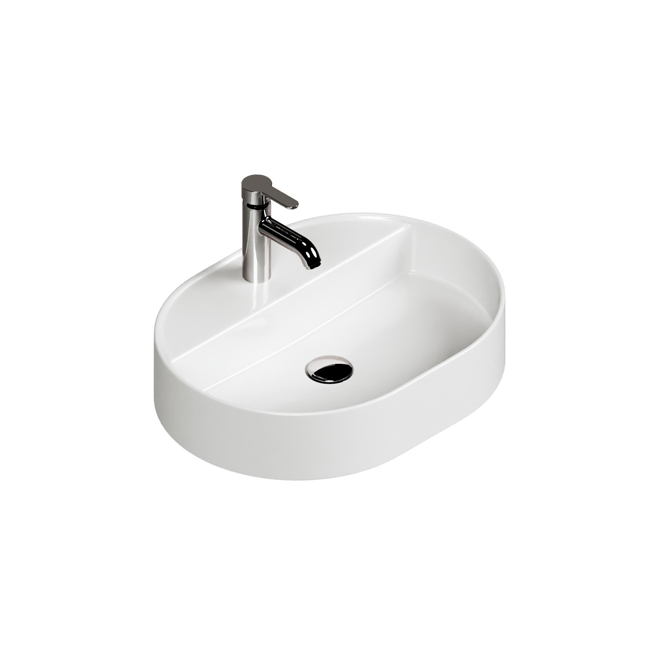 Bianzo Tezgah Üstü Lavabo, Batarya Delikli,  55x42 cm Beyaz | 10.16.30.10.01