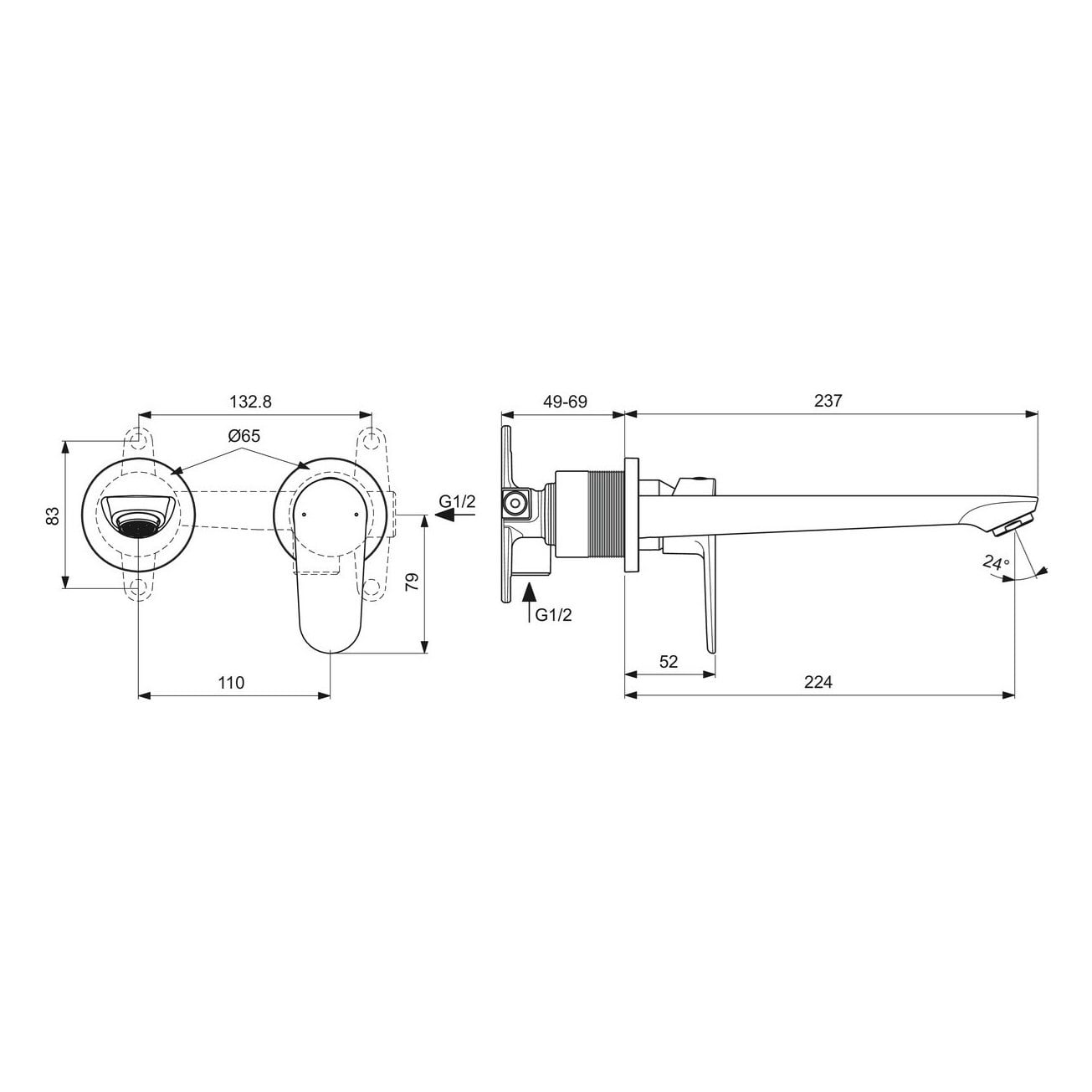 Cerafine O Ankastre Lavabo Bataryası-Silk Black-KIT2 | BD133XG