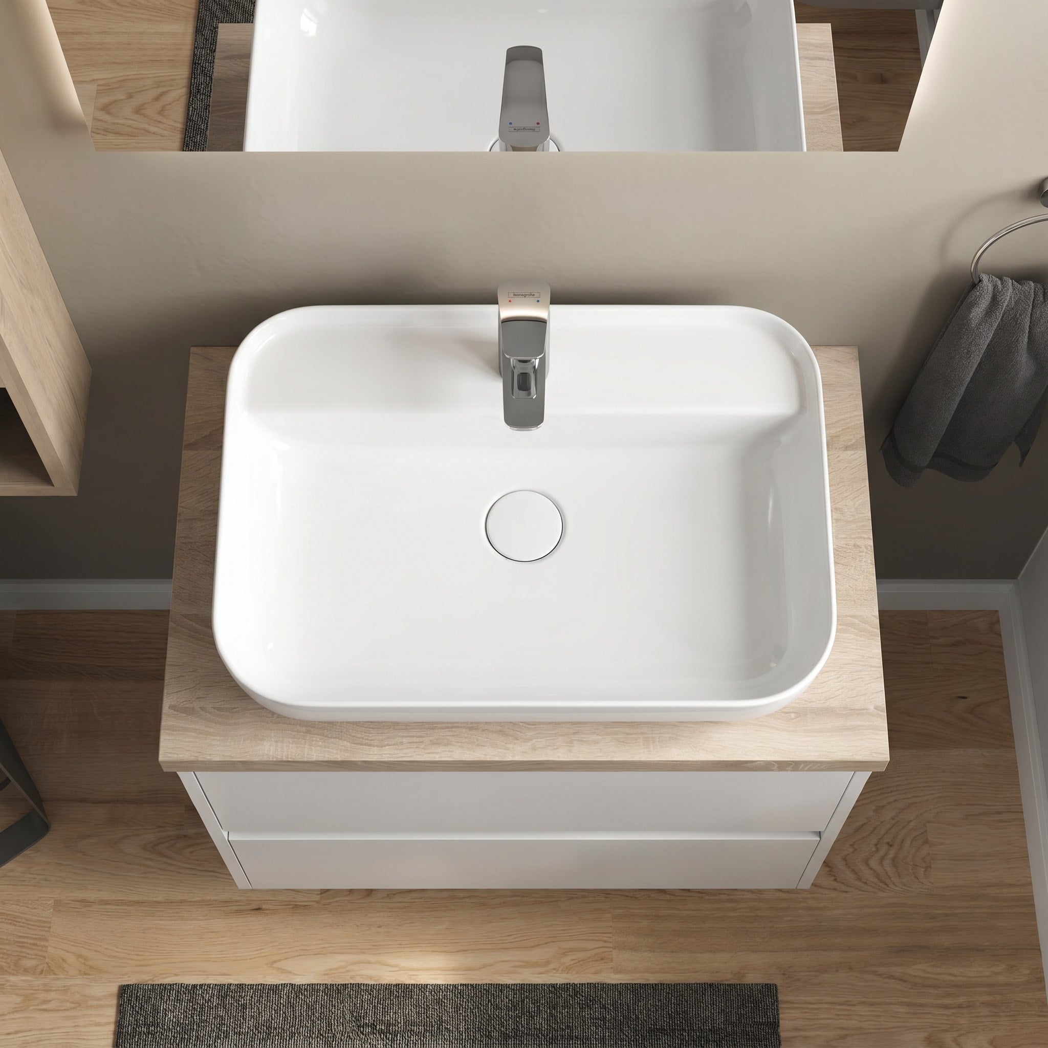 Dura Bagno Nexus Çanak Lavabo 60x40 cm. Batarya Delikli Tezgah Üstü Beyaz | 5850