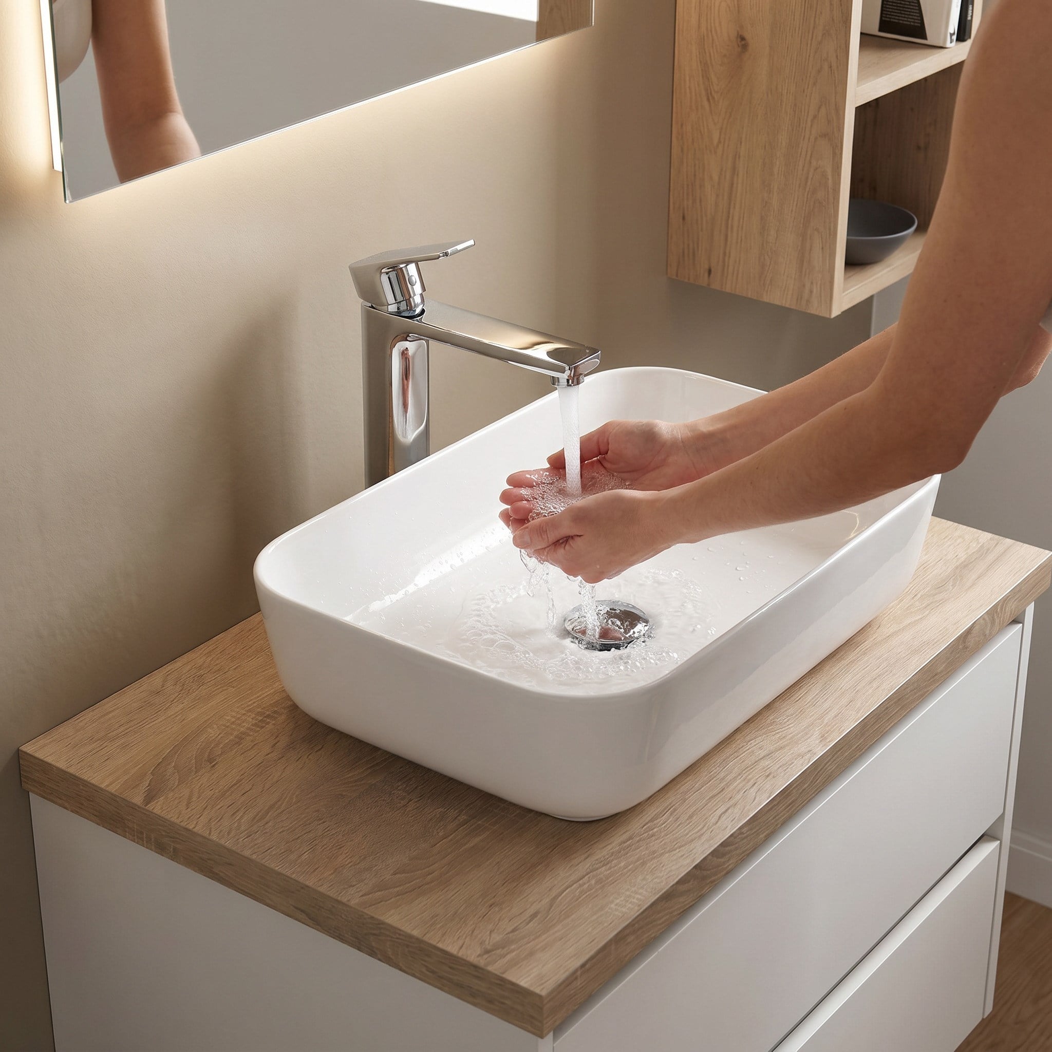 Dura Bagno Orfe Çanak Lavabo 60x40 cm. Batarya Deliksiz Tezgah Üstü Beyaz | 5851