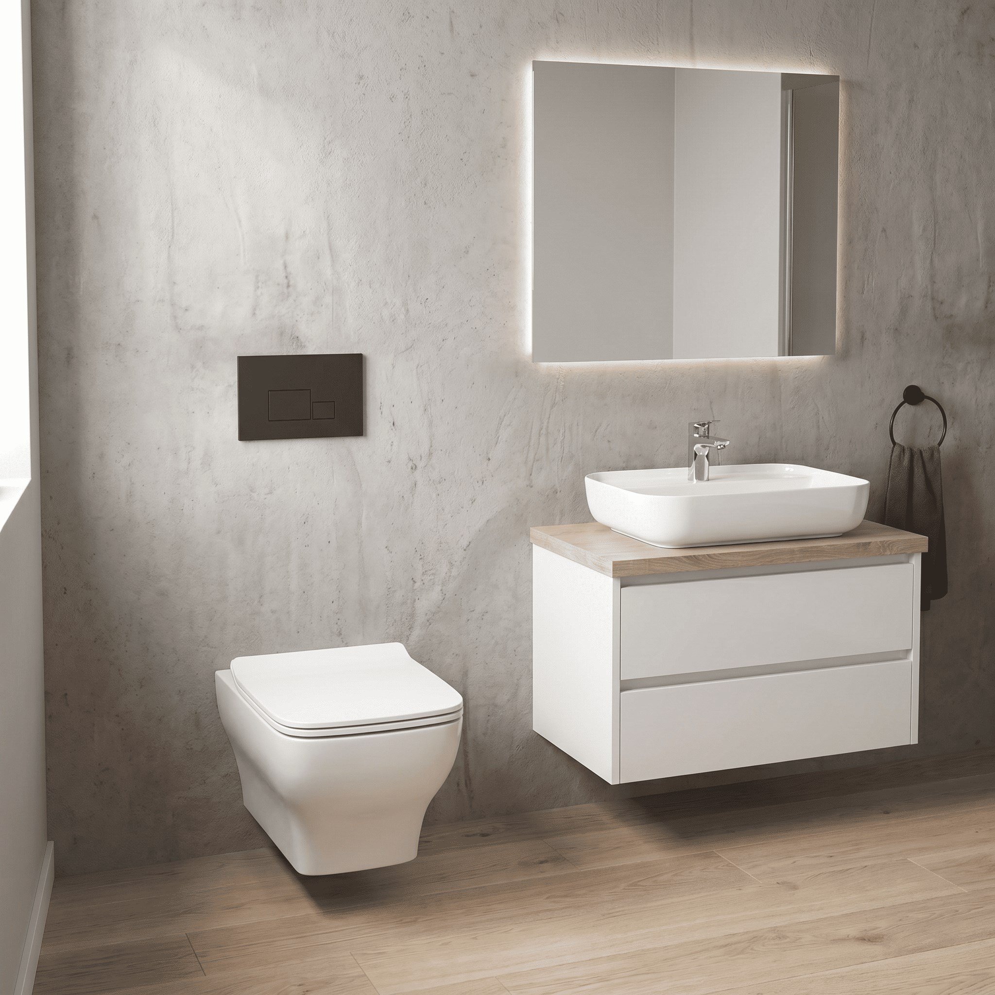 Dura Bagno Petra Kare Asma Klozet Rimless 54 cm Yavaş Kapanır Kapak Dahil Beyaz | DBO.36.01.03.01