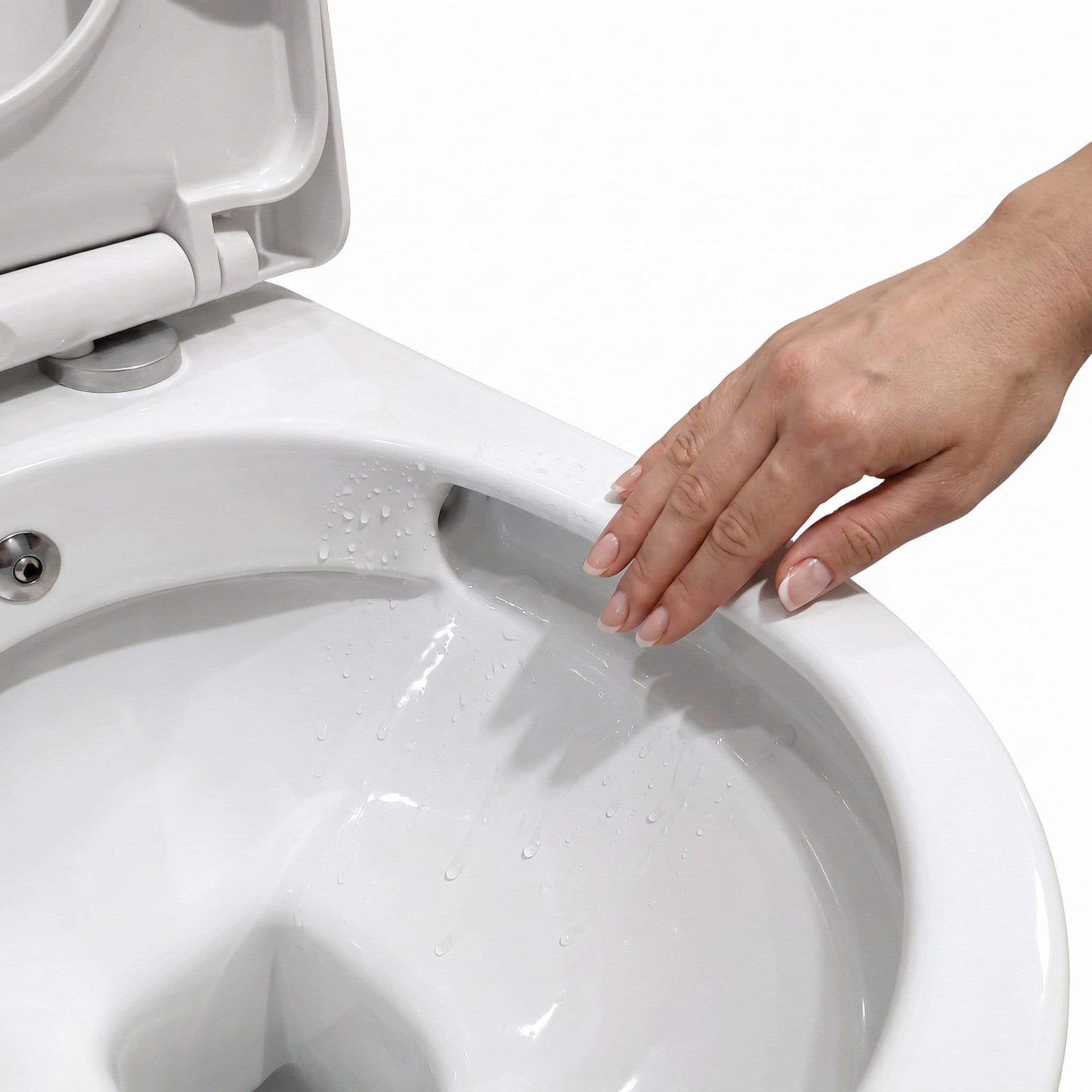 Dura Bagno Siena Duvara Sıfır Klozet Seti 64 cm Rezervuar Kapak İç Takım Dahil, Beyaz