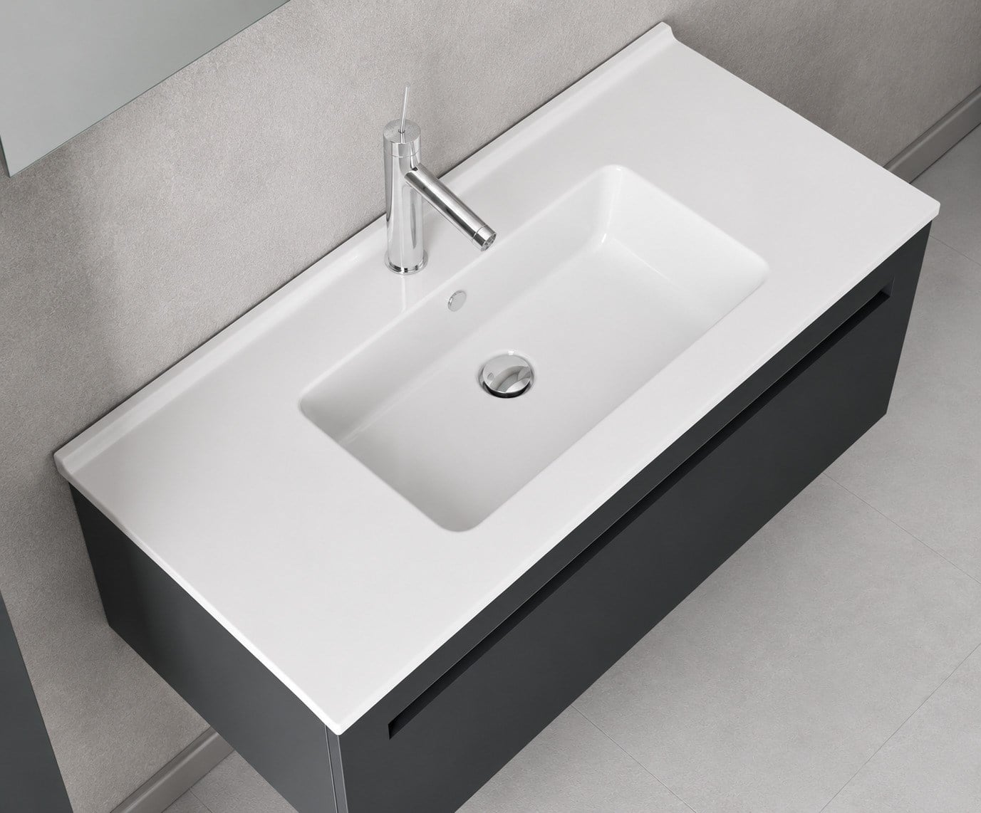 Dura Sees Tezgah Üstü Slim Lavabo 100x46,5 cm Dolap Uyumlu Batarya Delikli Beyaz | 5830