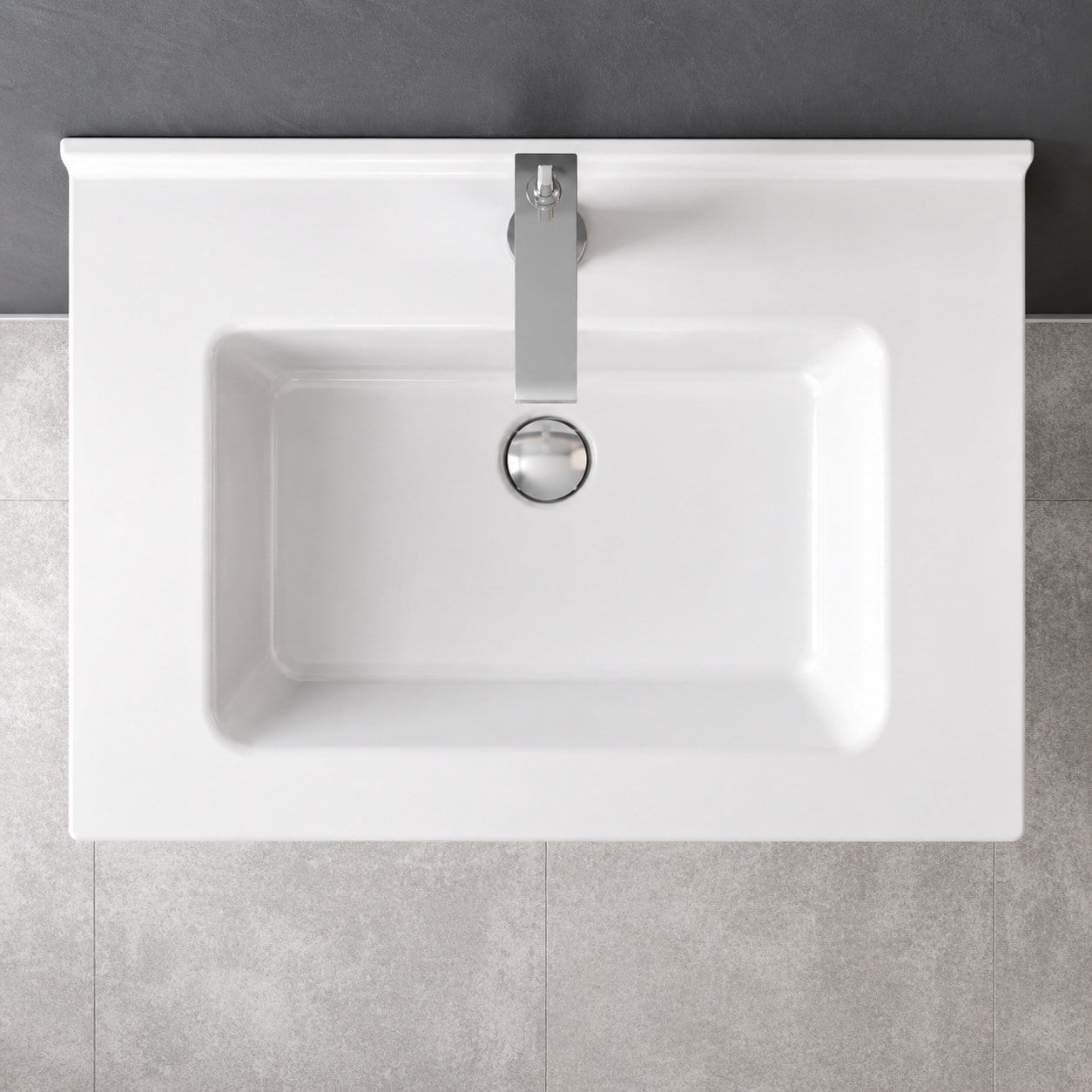 Dura Sees Tezgah Üstü Slim Lavabo 65x46,5 cm Dolap Uyumlu Batarya Delikli Beyaz | 5810