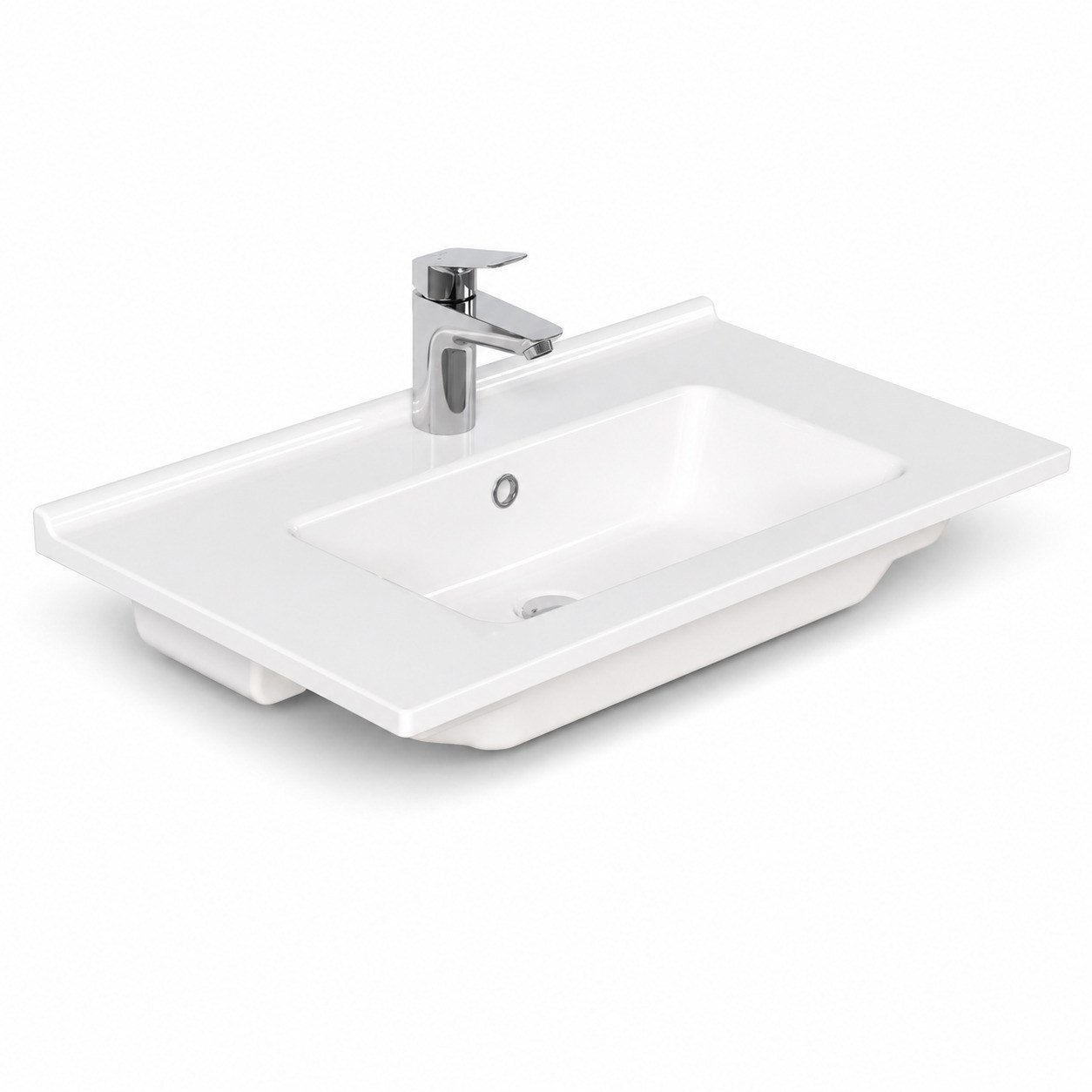 Dura Sees Tezgah Üstü Slim Lavabo 65x46,5 cm Dolap Uyumlu Batarya Delikli Beyaz | 5810