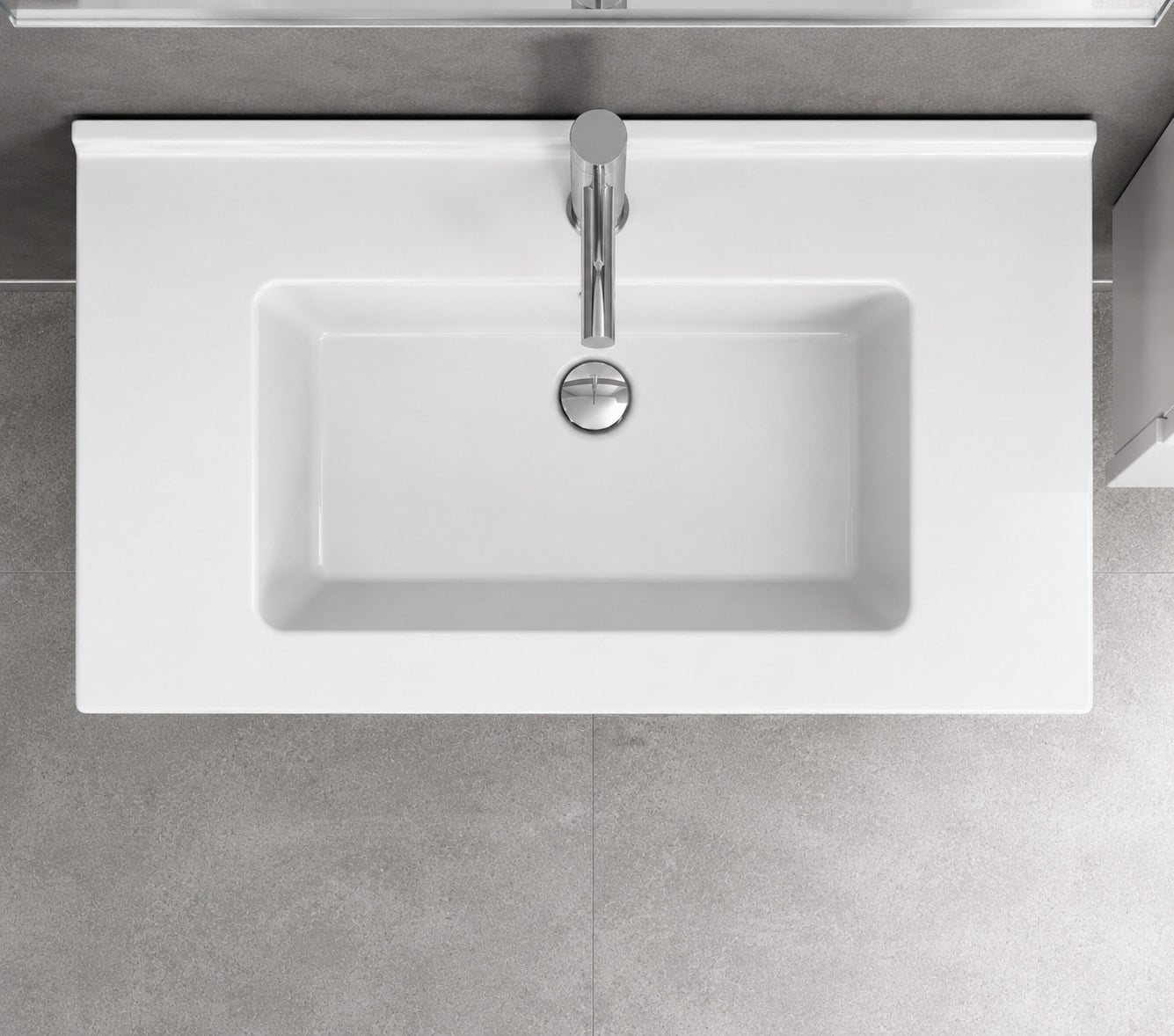 Dura Sees Tezgah Üstü Slim Lavabo 80x46,5 cm Dolap Uyumlu Batarya Delikli Beyaz | 5820