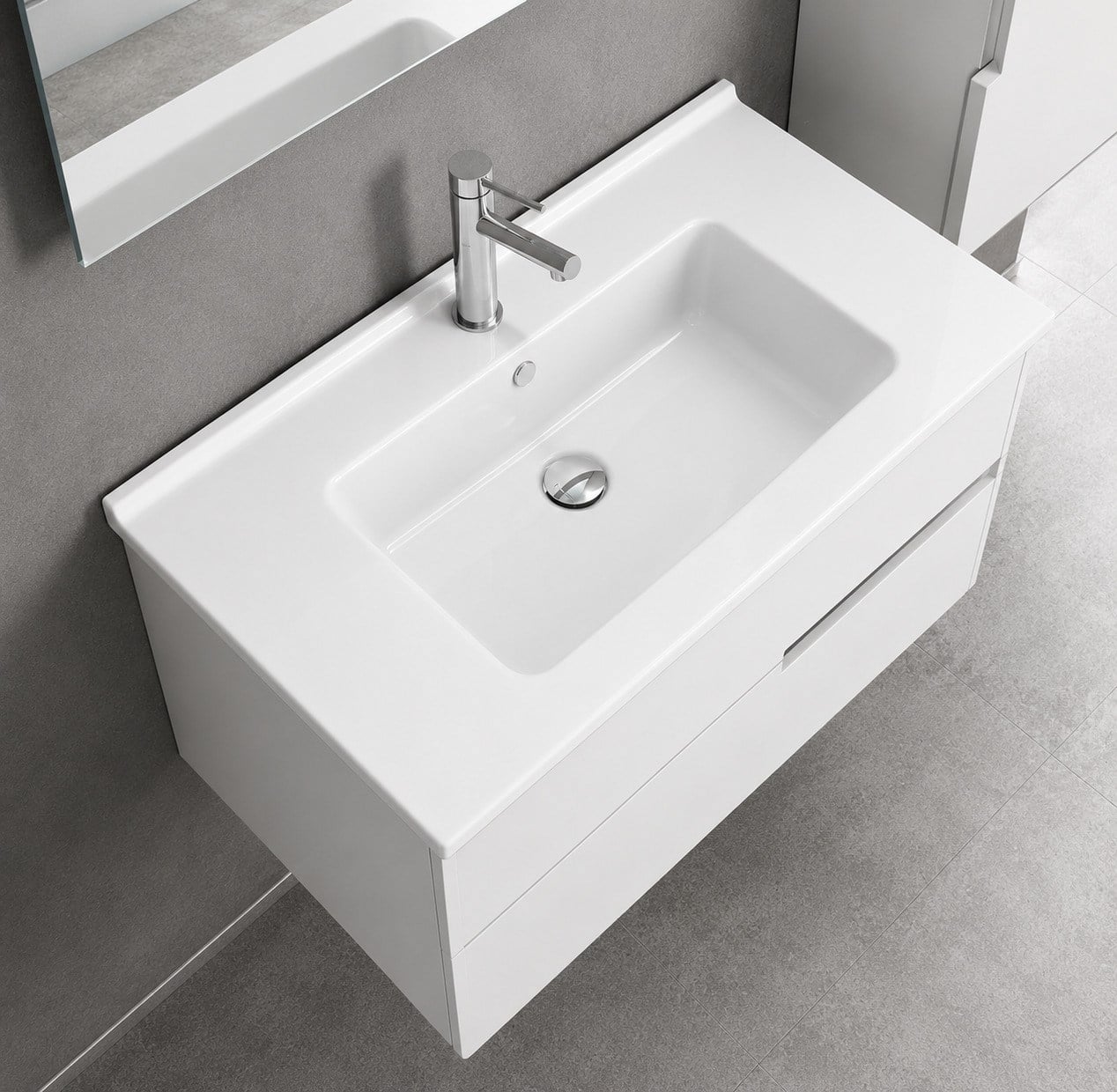 Dura Sees Tezgah Üstü Slim Lavabo 80x46,5 cm Dolap Uyumlu Batarya Delikli Beyaz | 5820