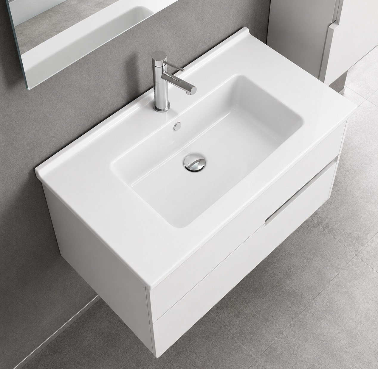 Dura Sees Tezgah Üstü Slim Lavabo 80x46,5 cm Dolap Uyumlu Batarya Delikli Beyaz | 5820