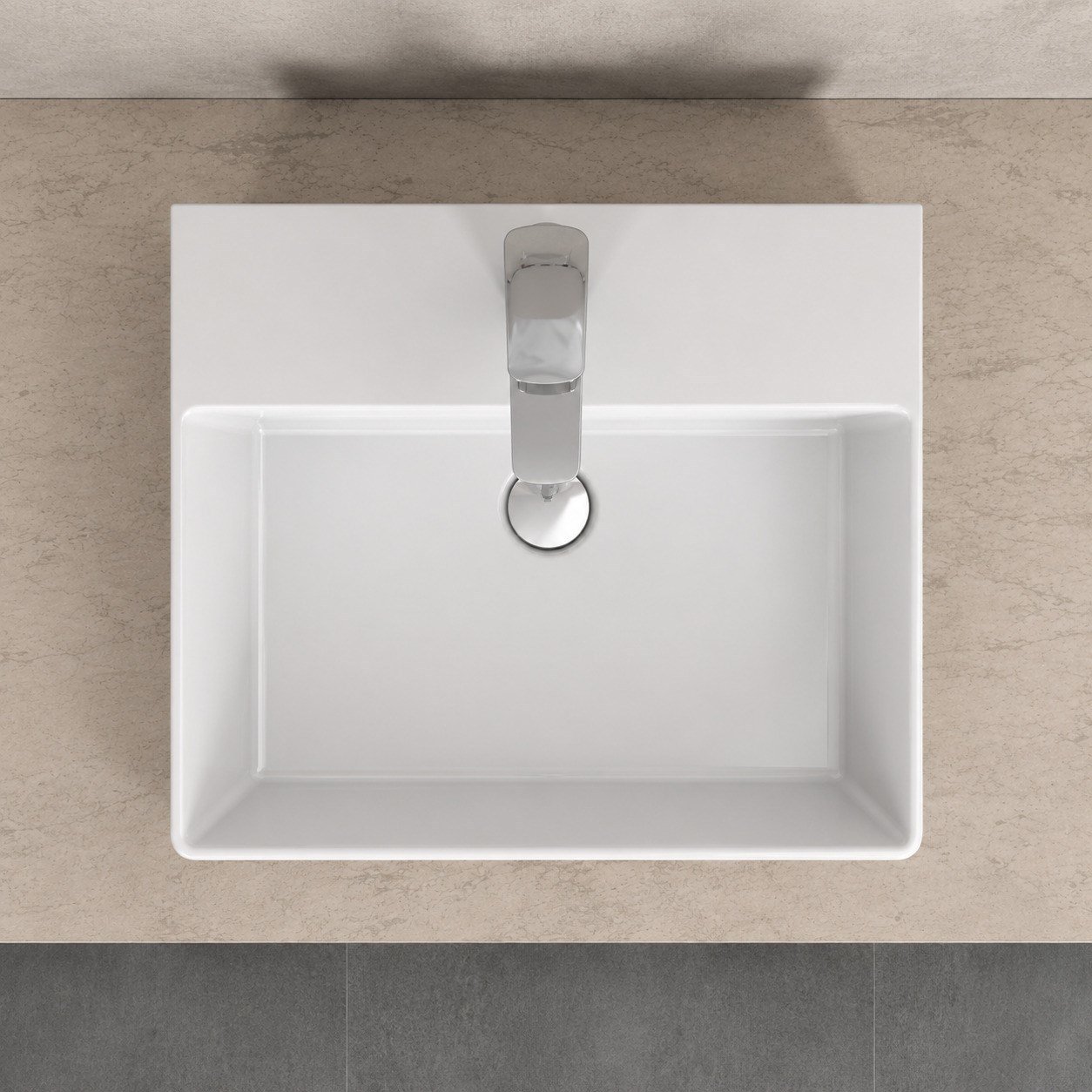 Dura Twins Kare Çanak Lavabo 50x42 cm Tezgah Üstü Batarya Delikli Beyaz | 5870