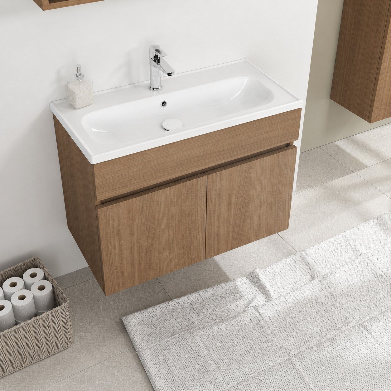 Ece Banyo Kompakt Lavabo 81x37 cm Dar Banyo Küçük Alanlar İçin Beyaz | 10KF50081EC