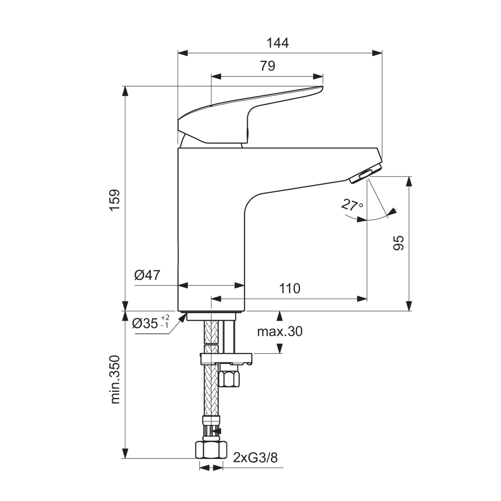 Ideal Standard B1714AA Ceraflex Grande Lavabo Bataryası Krom Sifon Kumandasız