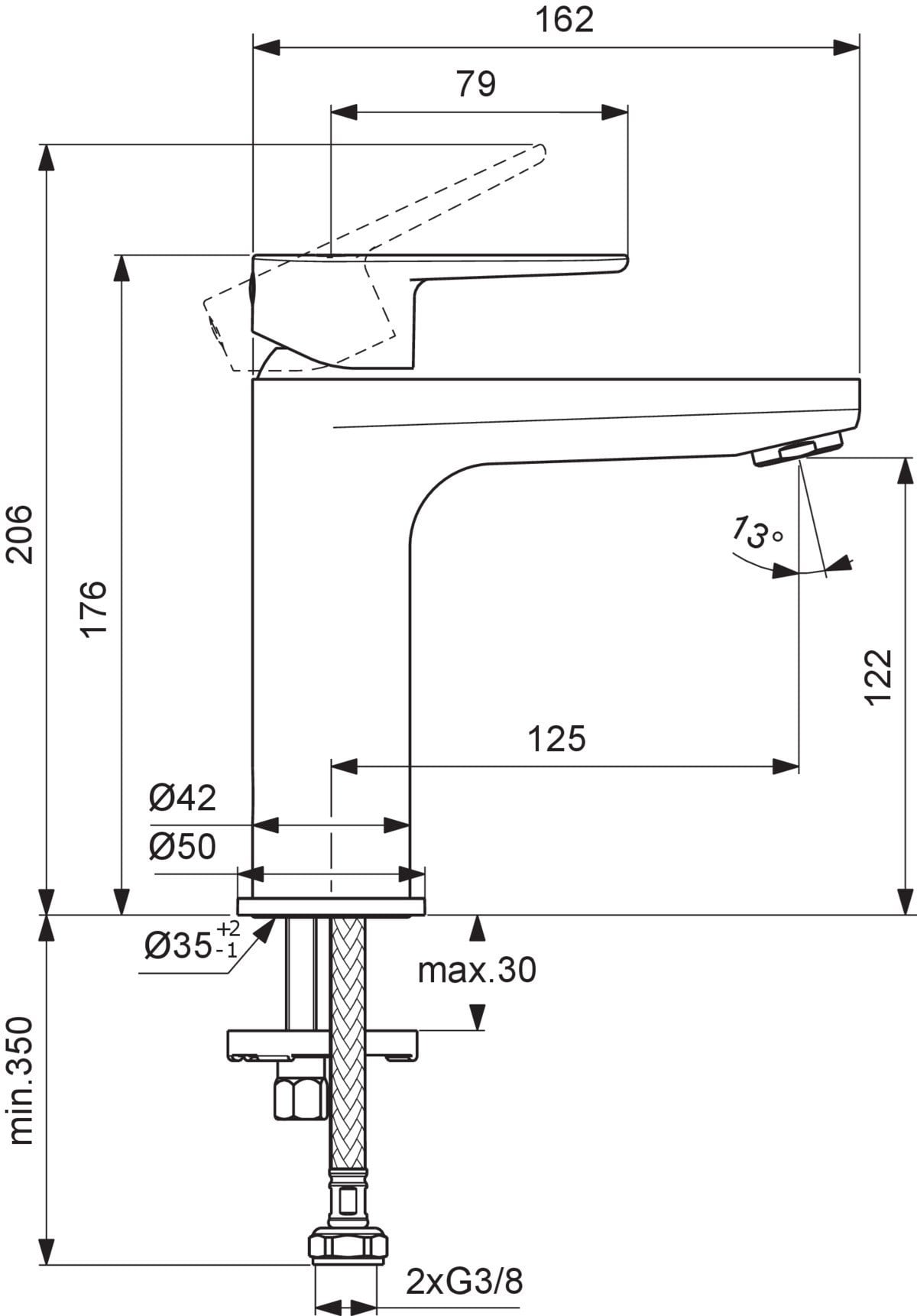 Ideal Standard Cerafine O Grande Yüksek Tip Lavabo Bataryası – Mat siyah (BC554XG)