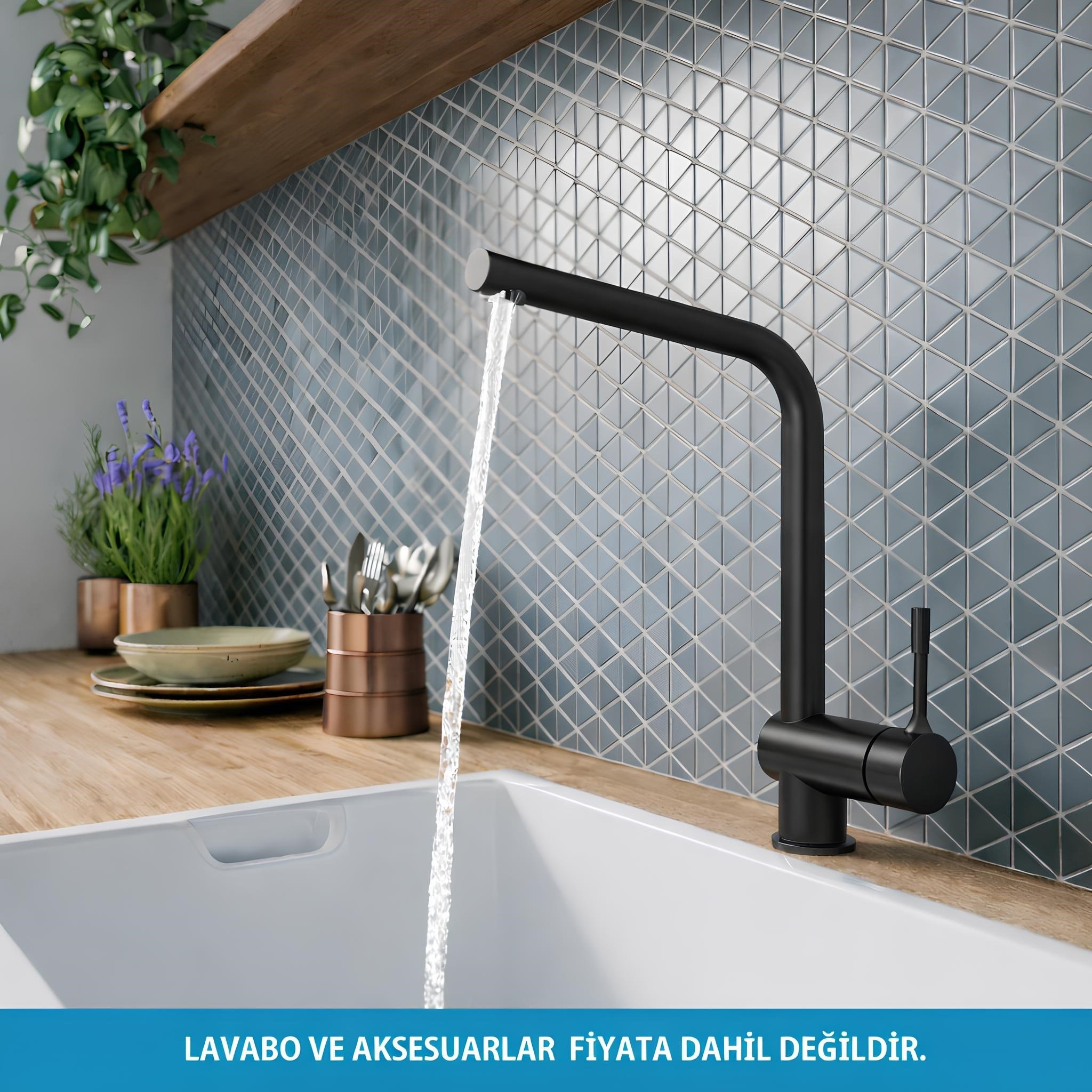 Ideal Standard Ceralook Kuğu Eviye Bataryası-Mat Siyah | BC174XG