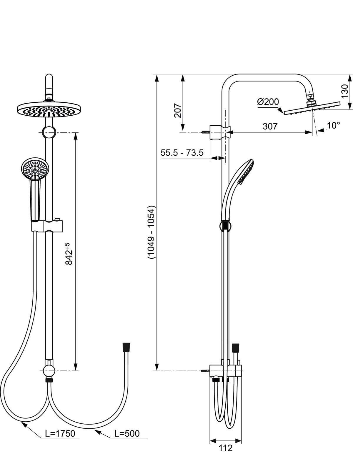 Ideal Standard Idealduo Tepe Duş Sistemi Krom (A6281AA)