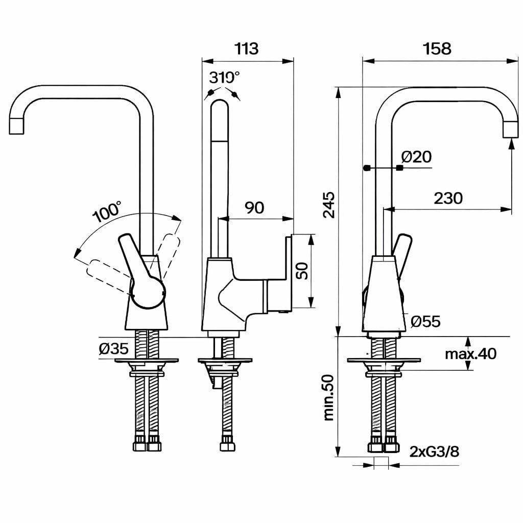 Ideal Standard Idealstream Kuğu Eviye Bataryası-Krom | B1488AA