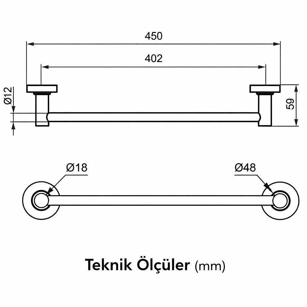 Ideal Standard Iom Uzun Havluluk 50cm-Krom | A9117AA