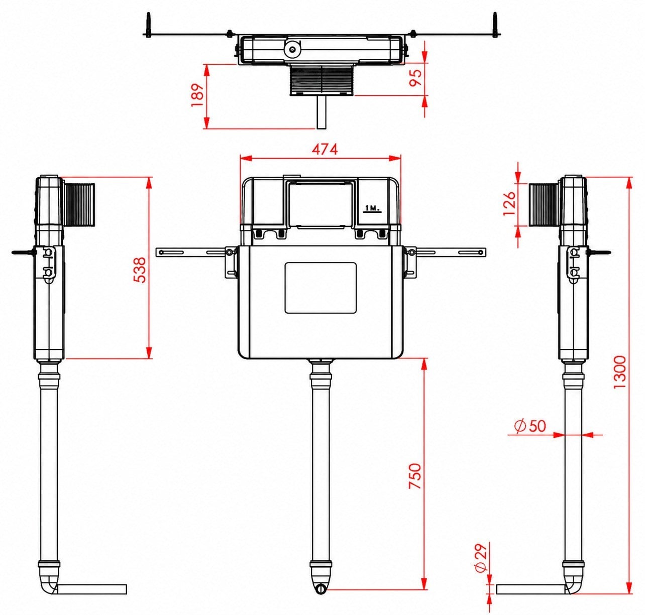 Isvea Durezza Helataşı Gömme Rezervuar Kasa 3/6 Litre Galvaniz Duvar İçi | 52DR0401I