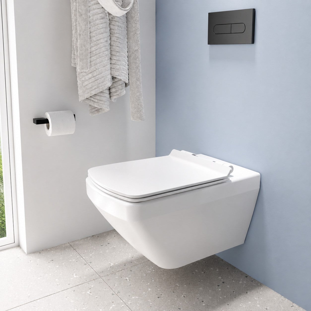 Isvea PRISSIMO  Asma Klozet 54 cm.  -Duroplast Kapak dahil, Beyaz  2 parça set | ISV.36.01.03.06