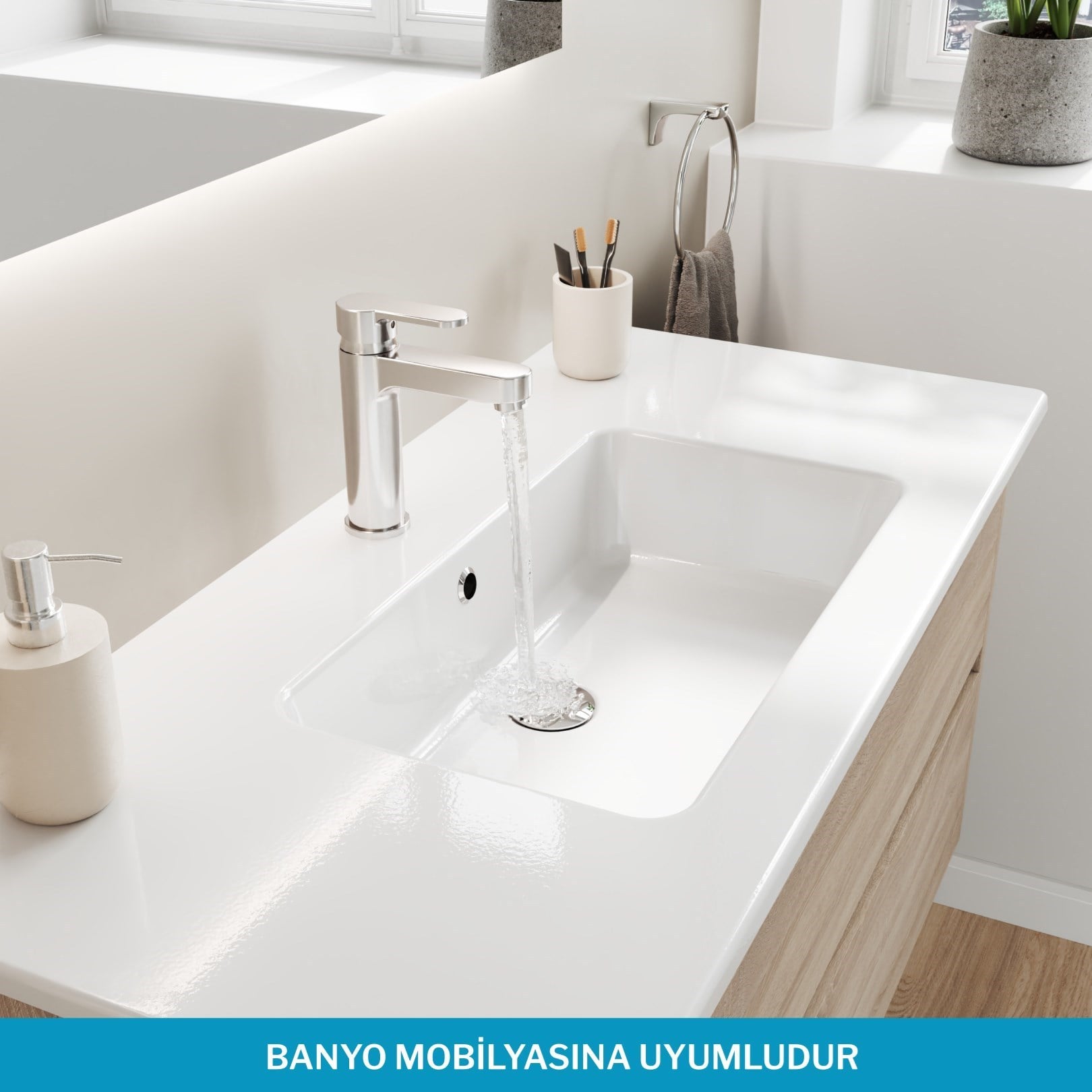ISVEA Sistema T-Flat Slim İnce Formlu Lavabo 101x46,5 cm Beyaz | 10SL50101