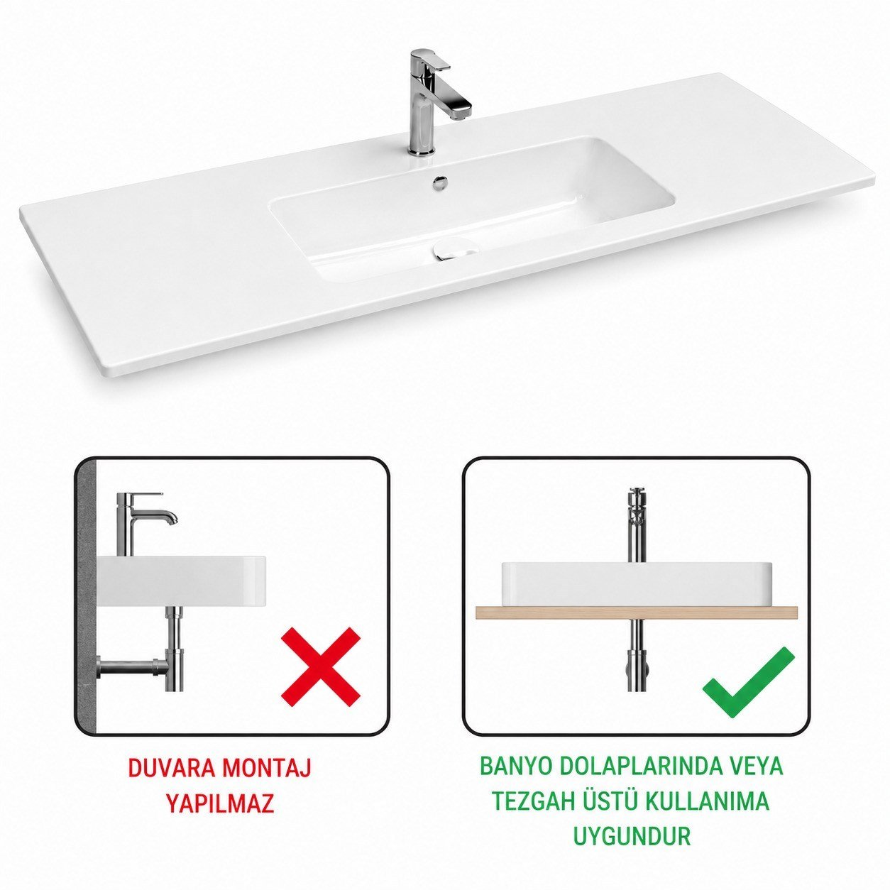 ISVEA Sistema T-Flat Slim İnce Formlu Lavabo 121 x 46,5 cm Beyaz | 10SL50121