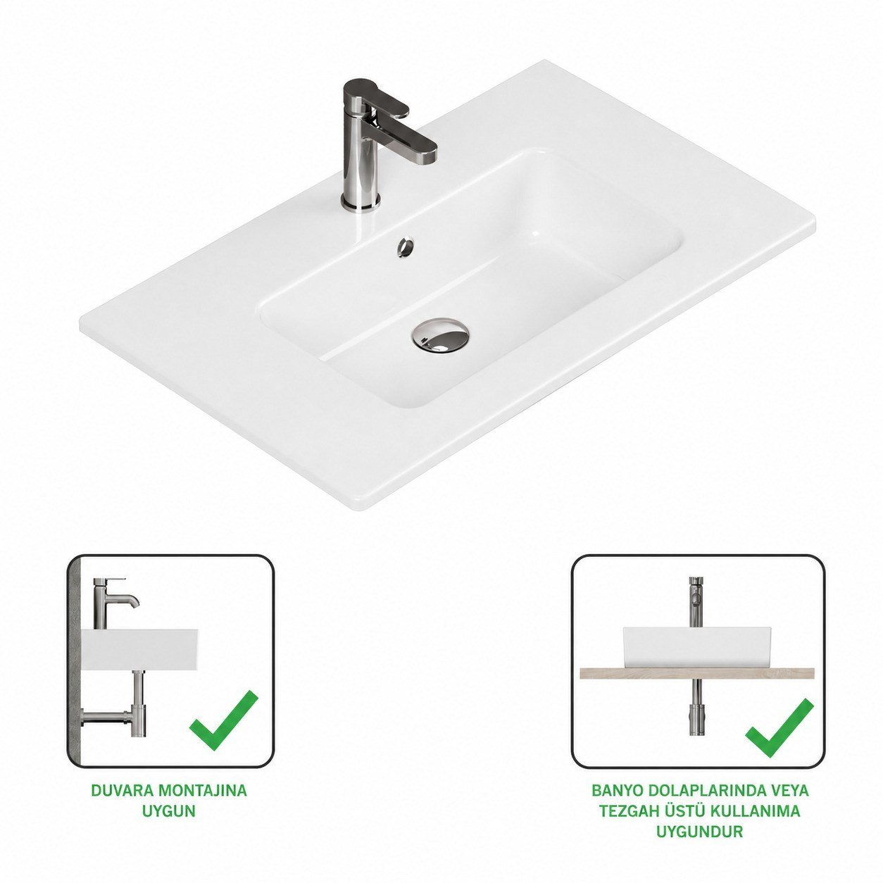 ISVEA Sistema T-Flat Slim İnce Formlu Lavabo 101x46,5 cm Beyaz | 10SL50101