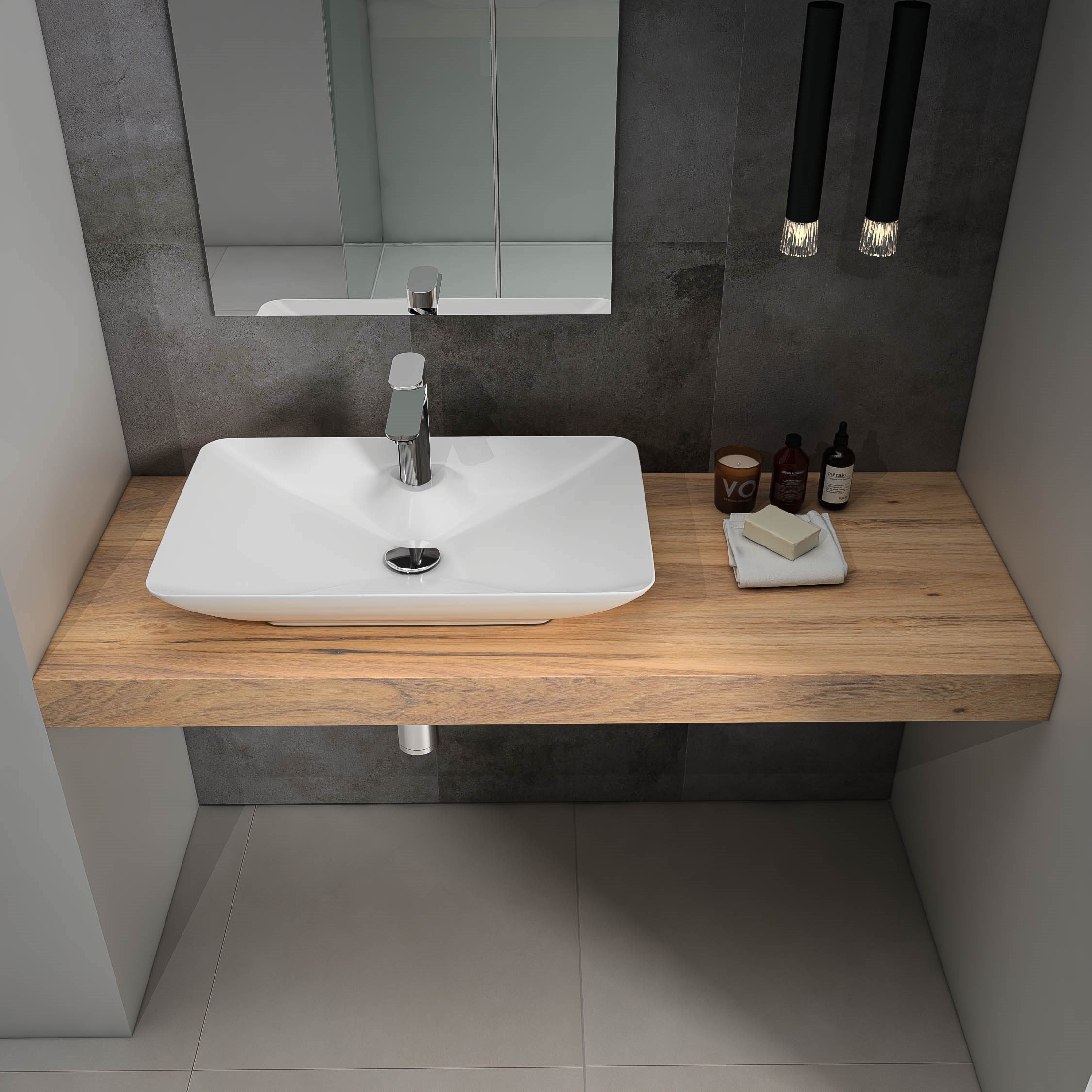 Isvea Sistema Y Tezgah Üstü  Çanak Lavabo 65 cm, Batarya Delikli Beyaz | 10SY50065