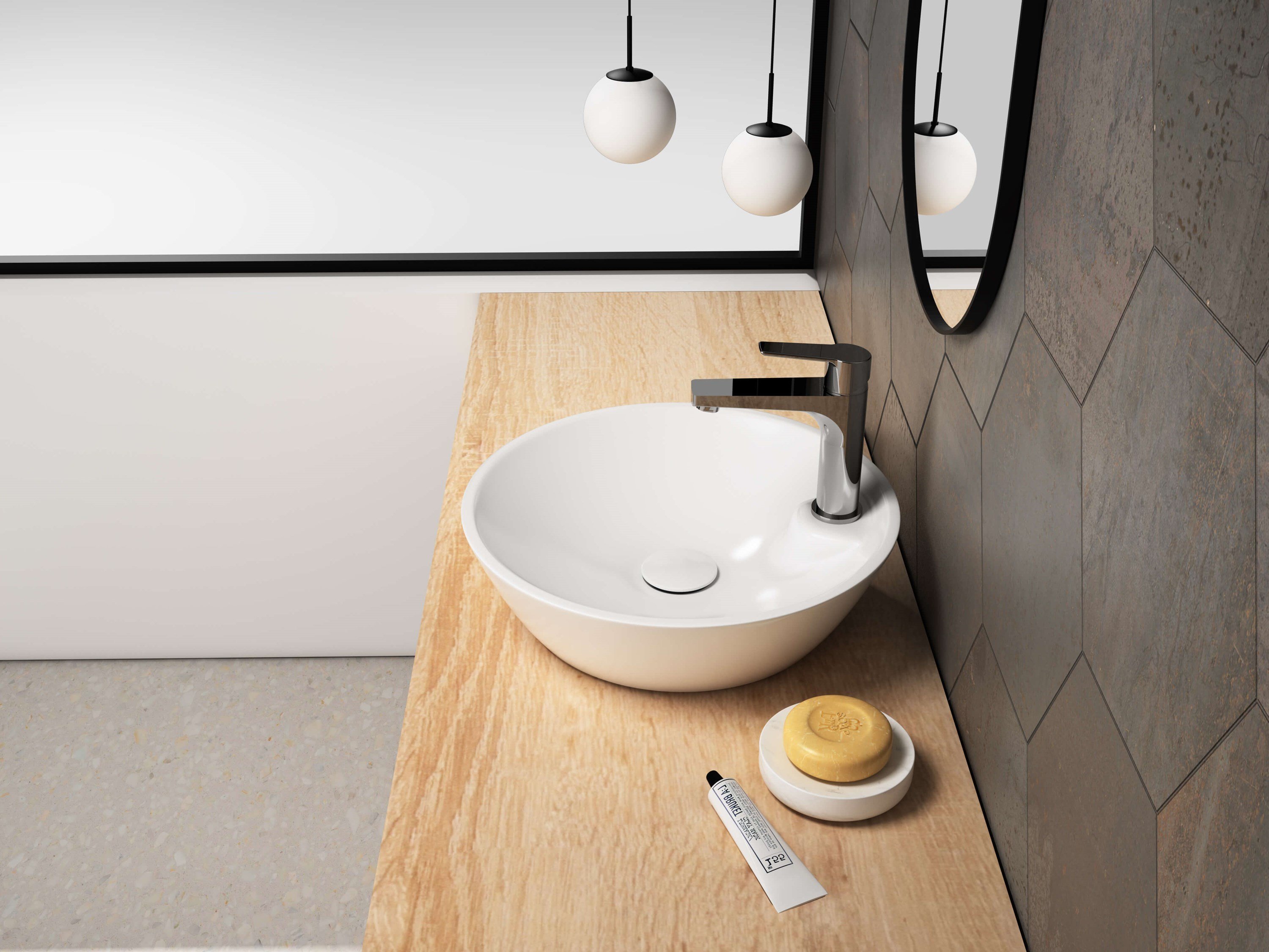 Isvea Sistema Y Tezgah Üstü Çanak Lavabo 45 cm, Batarya Delikli Beyaz | 10SY65045