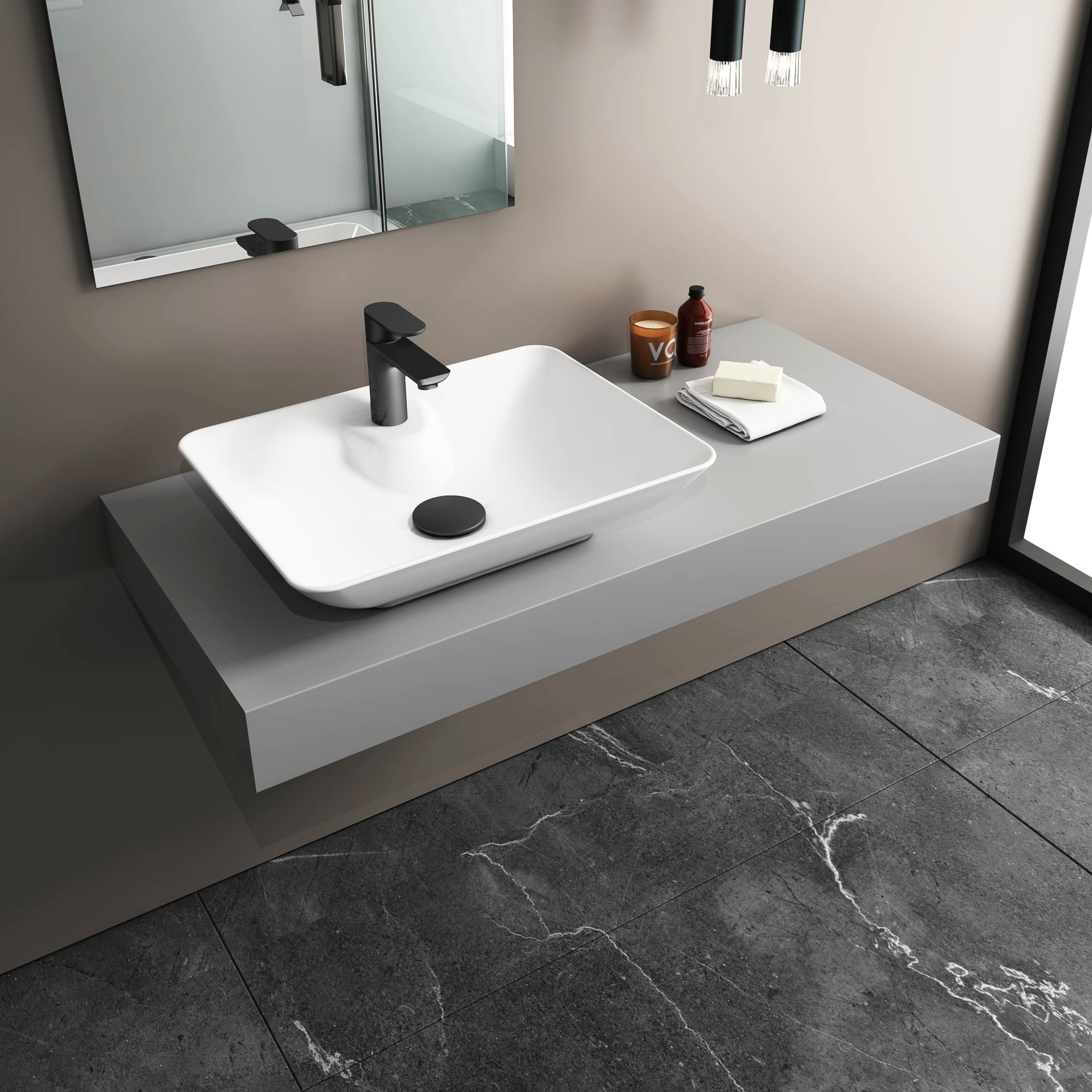 Isvea Sistema Y Tezgah Üstü Çanak Lavabo 52 cm, Batarya Delikli Beyaz | 10SY50052