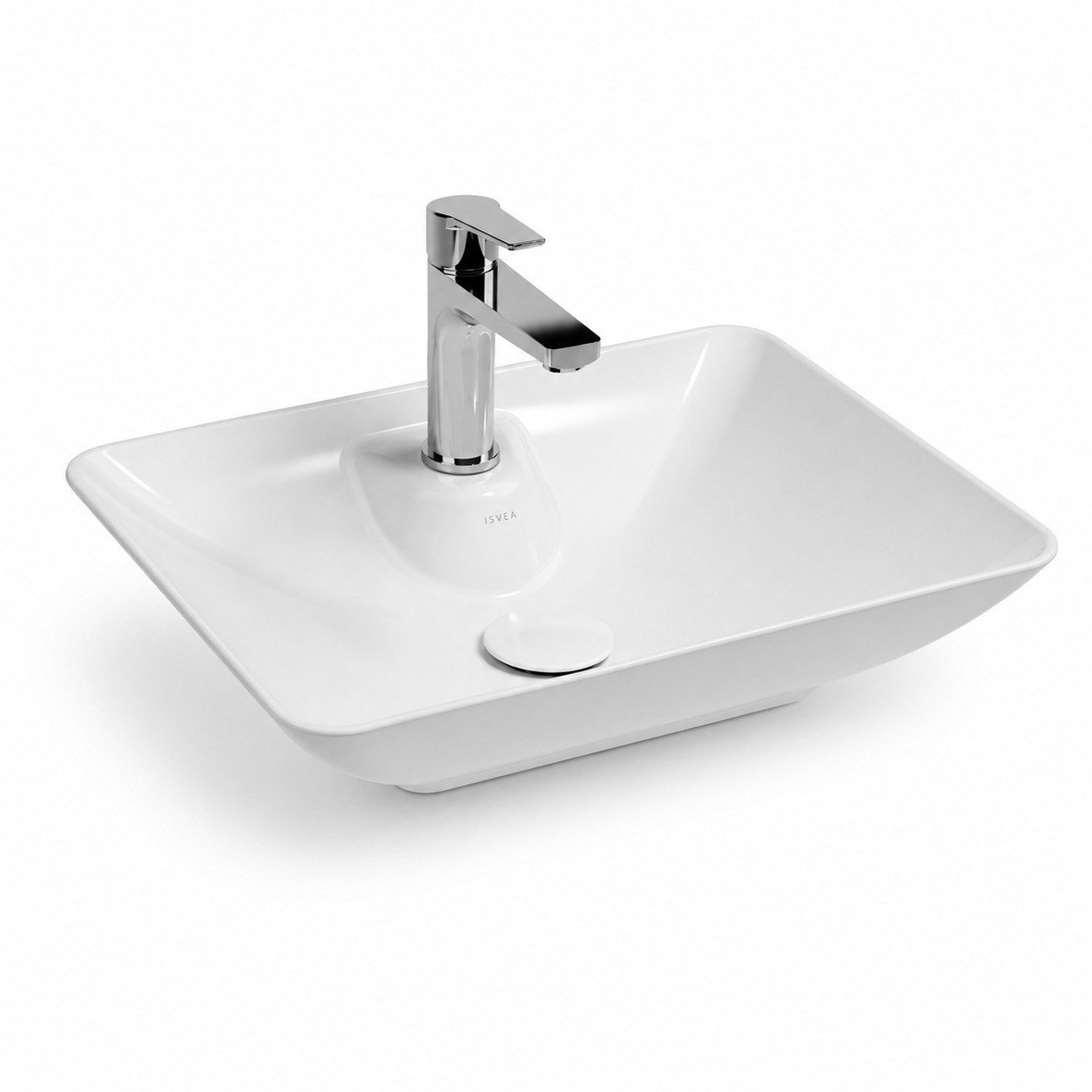 Isvea Sistema Y Tezgah Üstü Çanak Lavabo 52 cm, Batarya Delikli Beyaz | 10SY50052