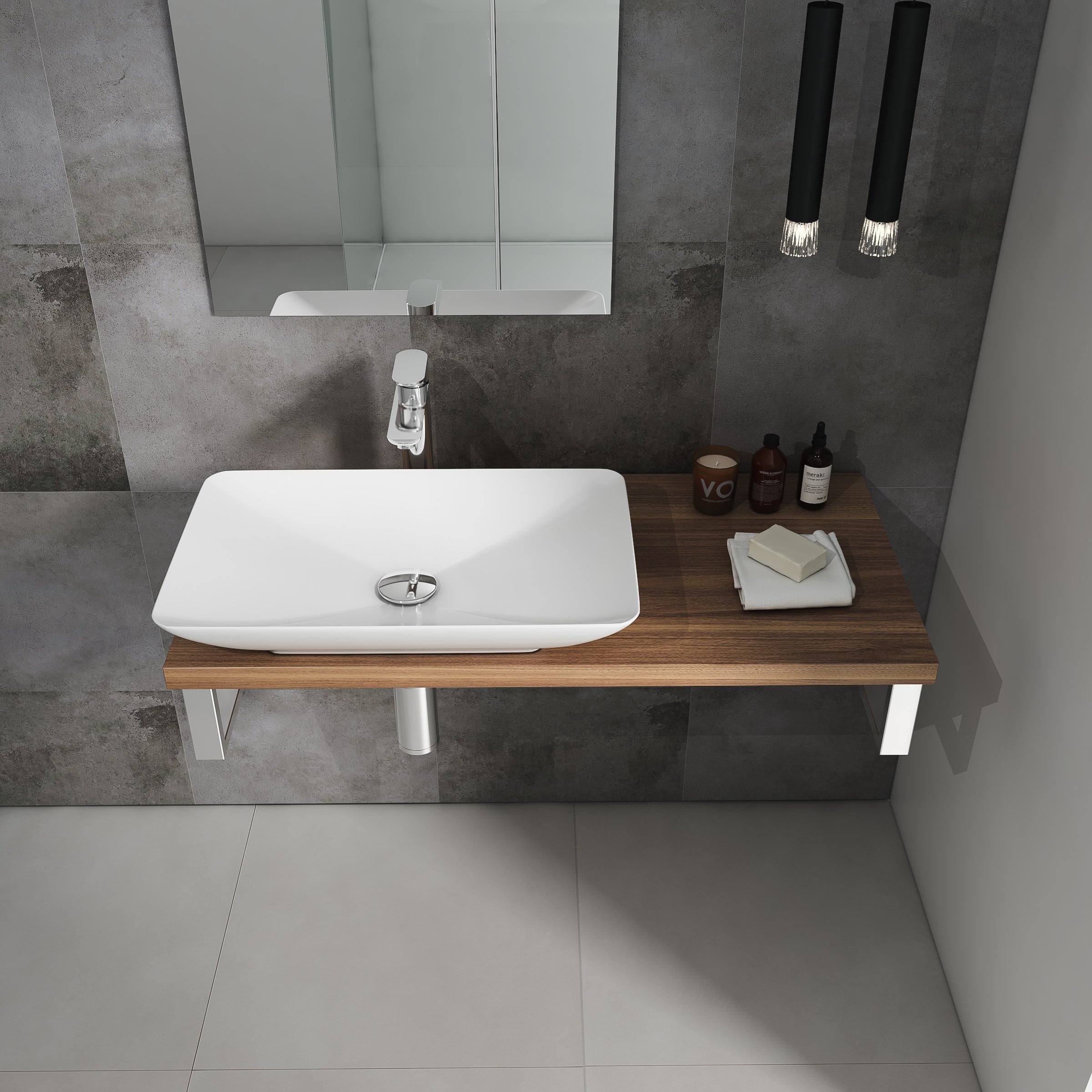 Isvea Sistema Y Tezgah Üstü Çanak Lavabo 60 cm, Batarya Deliksiz Beyaz | 10SY50060