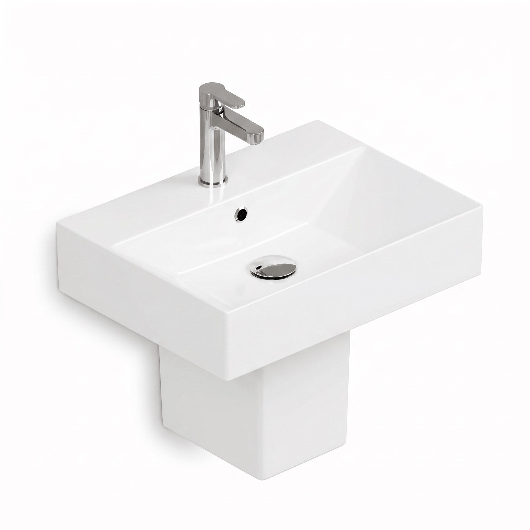 Isvea Sistema Z Kare Lavabo 50 x 42 cm + Yarım Ayak Seti Batarya Delikli Beyaz | ISV.36.08.03.01