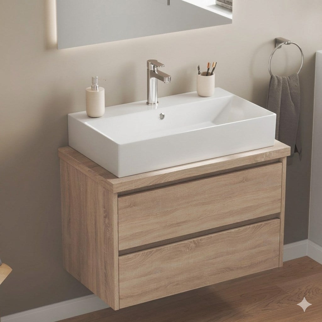 ISVEA Sistema Z Tezgah Üstü Kare Lavabo 90x42 cm Slim Batarya Delikli Beyaz | 10SF50090