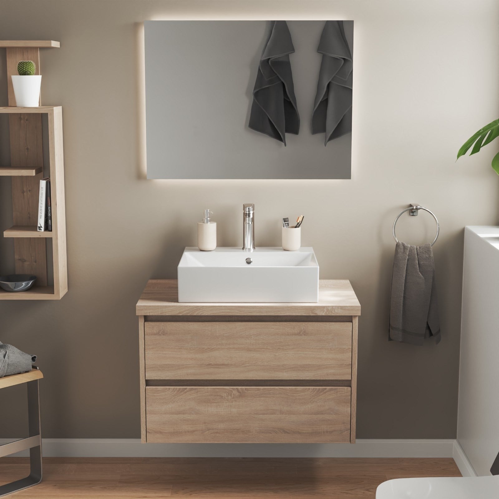 ISVEA Sistema Z Tezgah Üstü Kare Lavabo 50x42 cm Slim Batarya Delikli Beyaz | 10SF50051