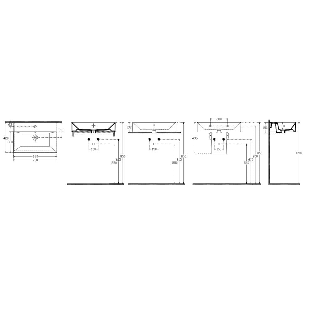 ISVEA Sistema Z Tezgah Üstü Kare Lavabo 70x42 cm Slim Batarya Delikli Beyaz | 10SF50070