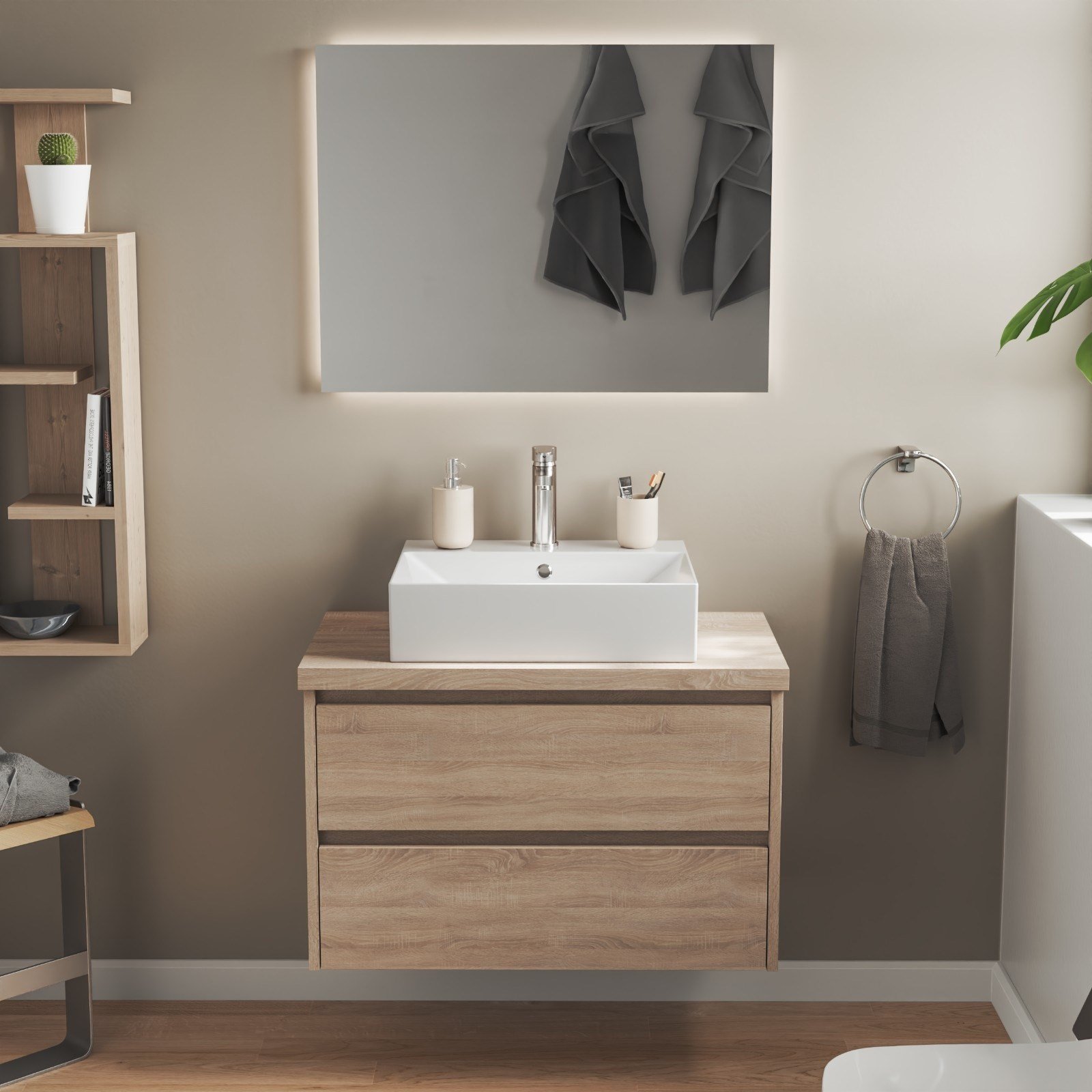 ISVEA Sistema Z Tezgah Üstü Kare Lavabo 50x42 cm Slim Batarya Delikli Beyaz | 10SF50051