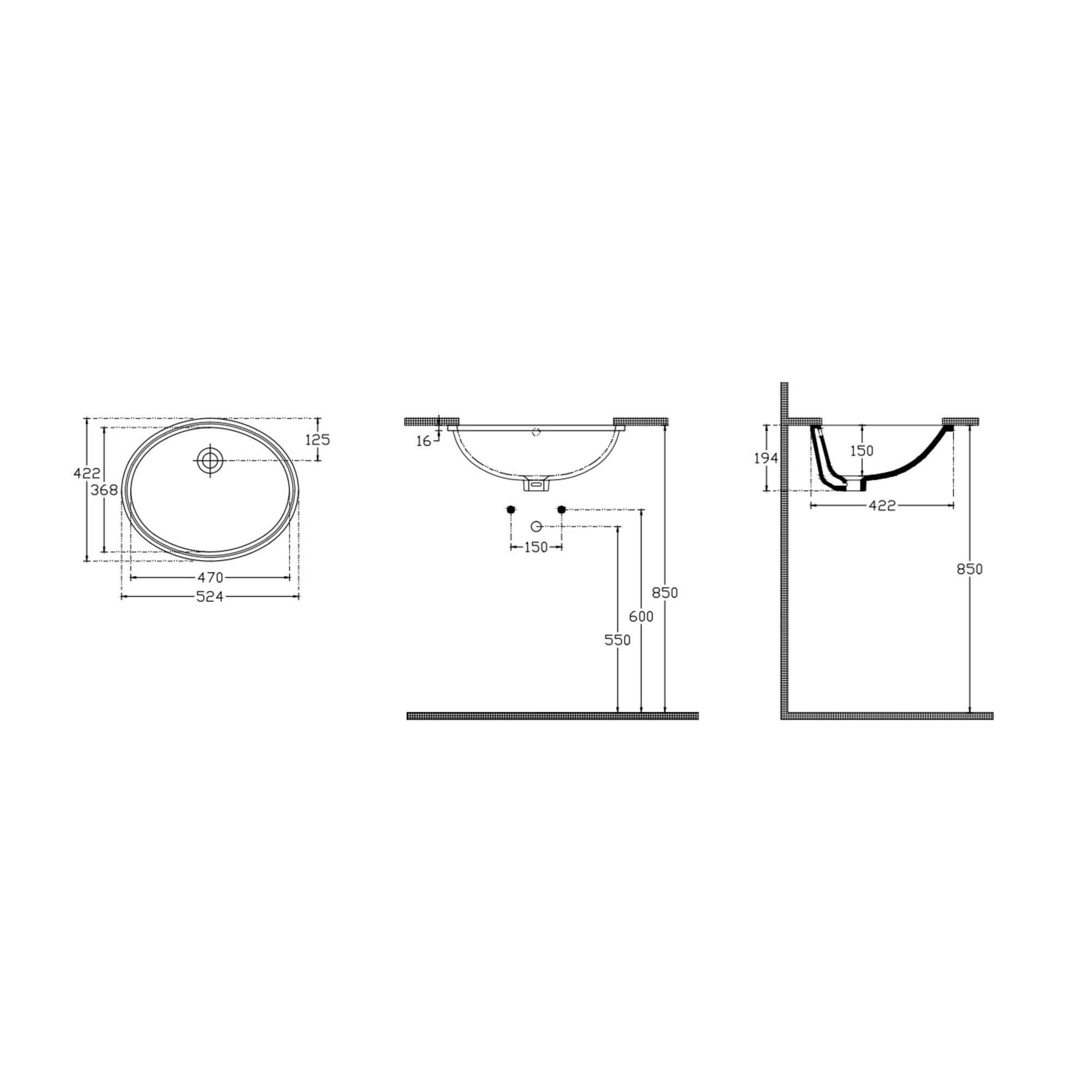 Isvea Soluzione Tezgah Altı Gömme Lavabo 52 cm Beyaz | 10AR77051