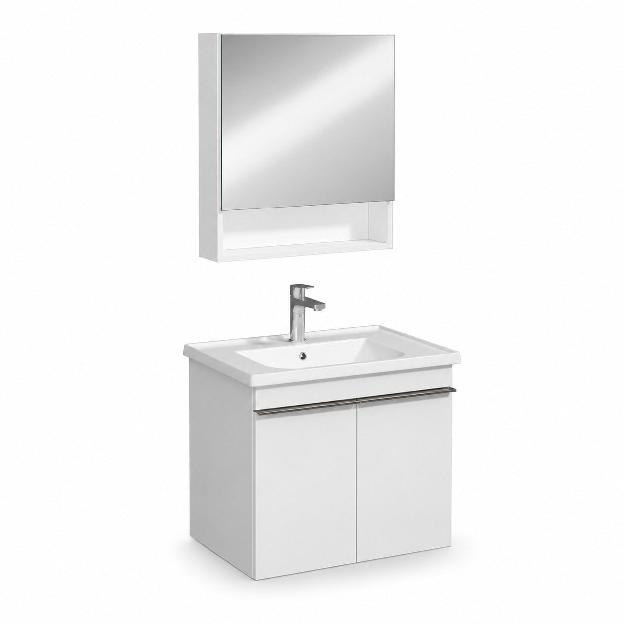 Isvea Terni Banyo Dolap Seti 65 cm Aynalı Üst Dolap Dahil Lavabolu Beyaz | ISV.50.35.01.01