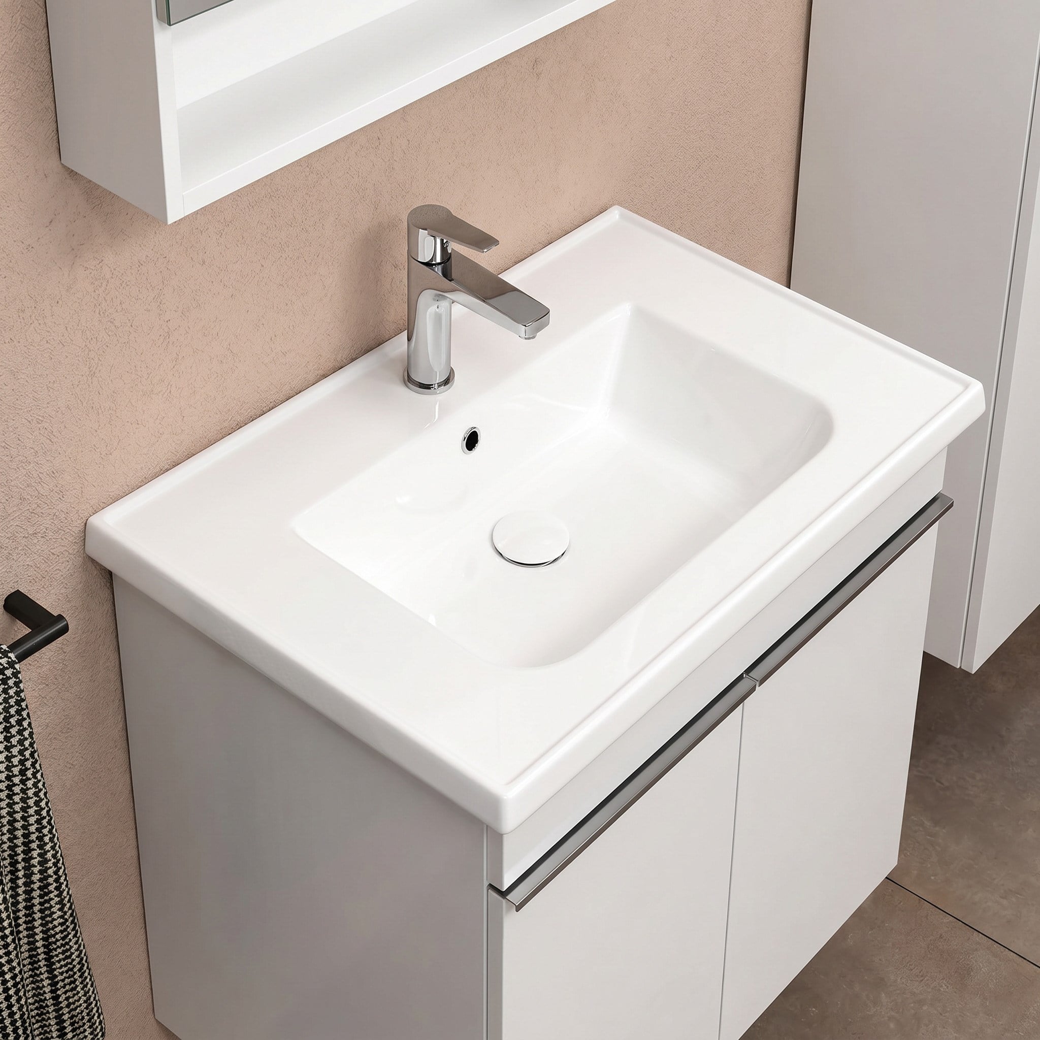 Isvea Terni Banyo Dolap Seti 65 cm Aynalı Üst Dolap Dahil Lavabolu Beyaz | ISV.50.35.01.01