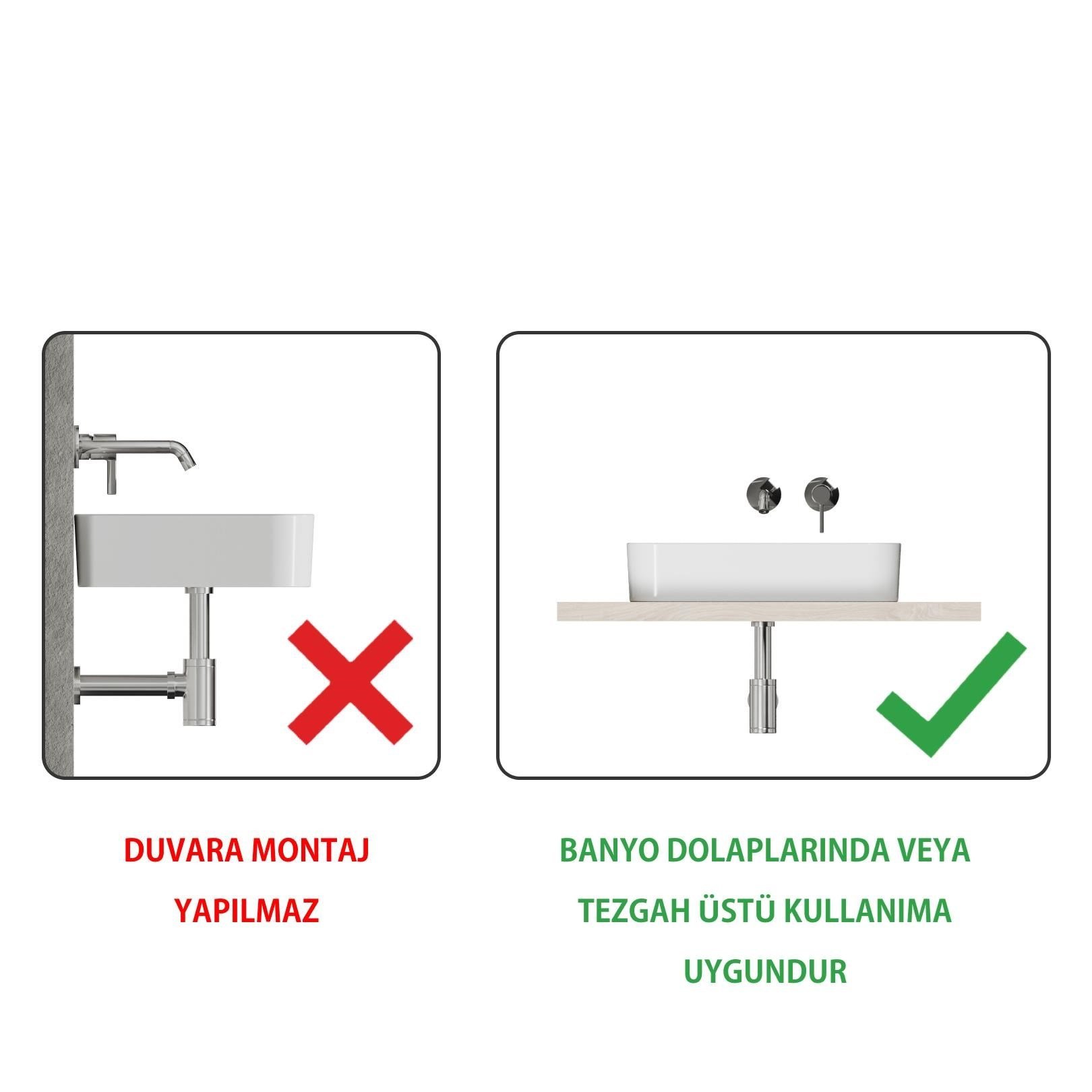 Mestola Tezgah Üstü Kare Çanak Lavabo Batarya Deliksiz 38x60 cm Beyaz | 19.31.60.1.NO.NT