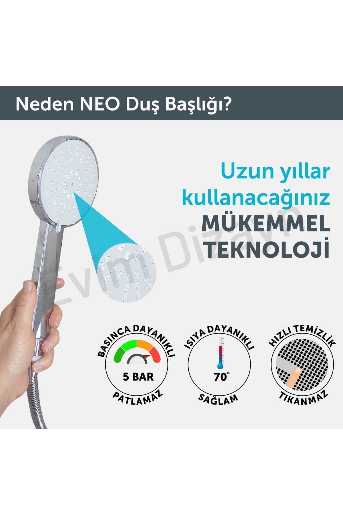 Neo El Duşu - Duş Başlığı 3 Fonksiyonlu | 90.25.25.08