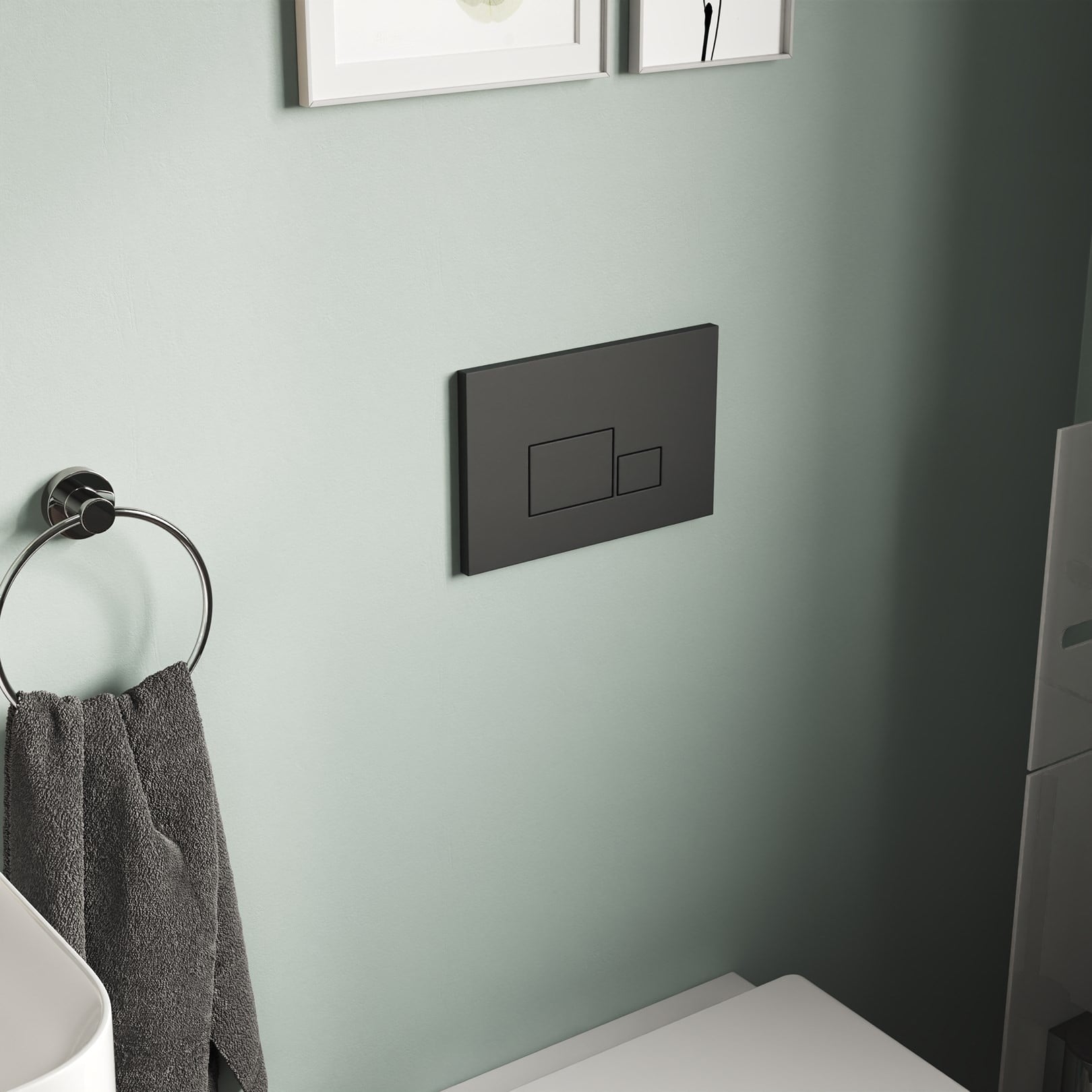 NKP Basic Gömme Rezervuar -Tuğla tipi, S1 Mat Siyah kapak- SET 2 PARÇA-NPS.0020.044.01