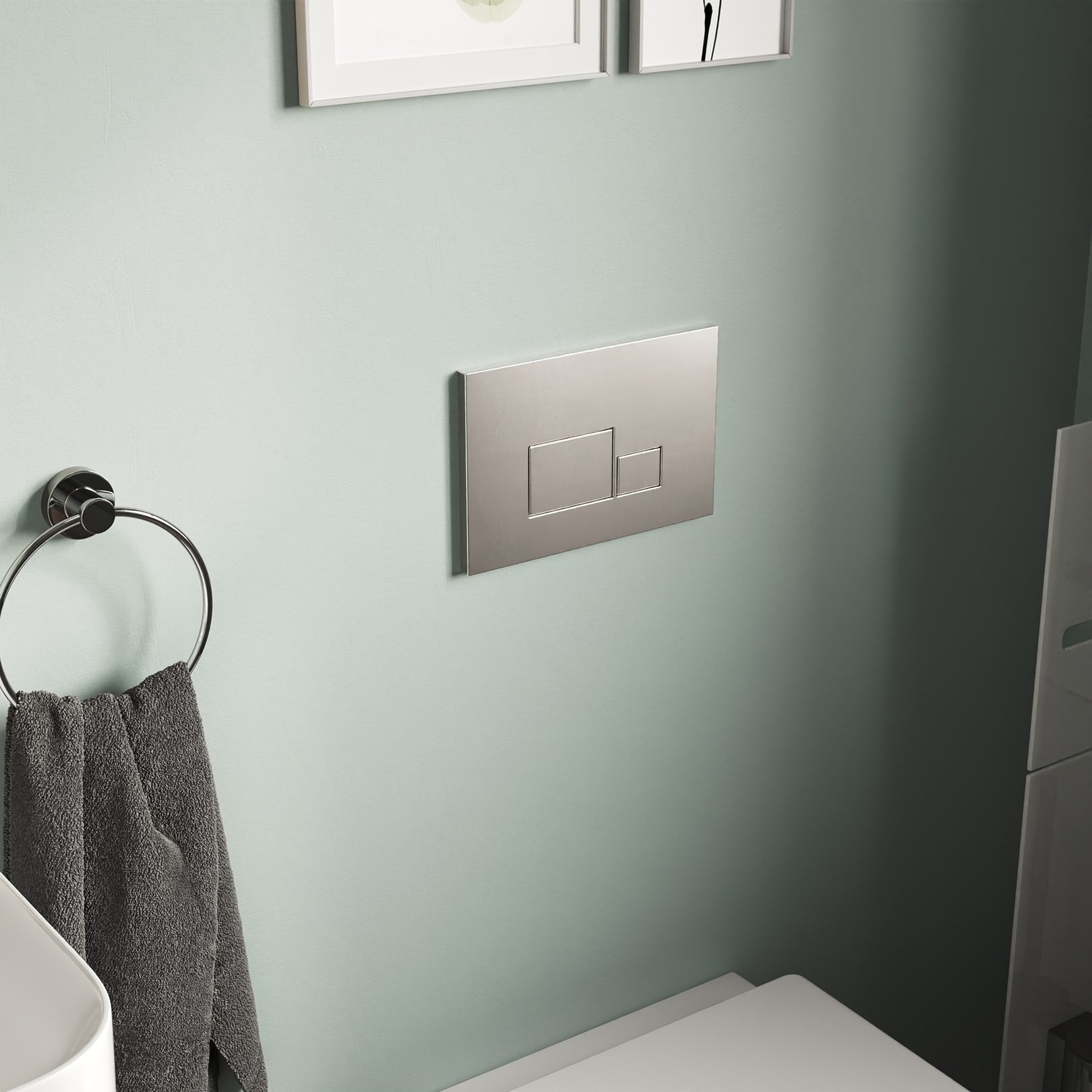 NKP Basic Gömme Rezervuar -Tuğla tipi, S1 MAT  Krom kapak -SET 2 PARÇA-NPS.0020.040.01