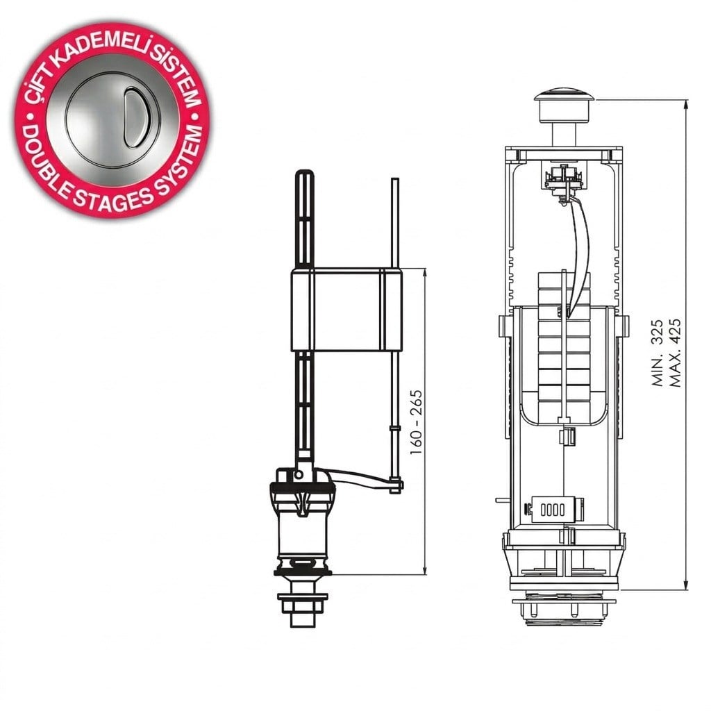 NKP Rezervuar İç takım -Çift Basmalı -Hidro Flatörlü-3/6  litre-0132