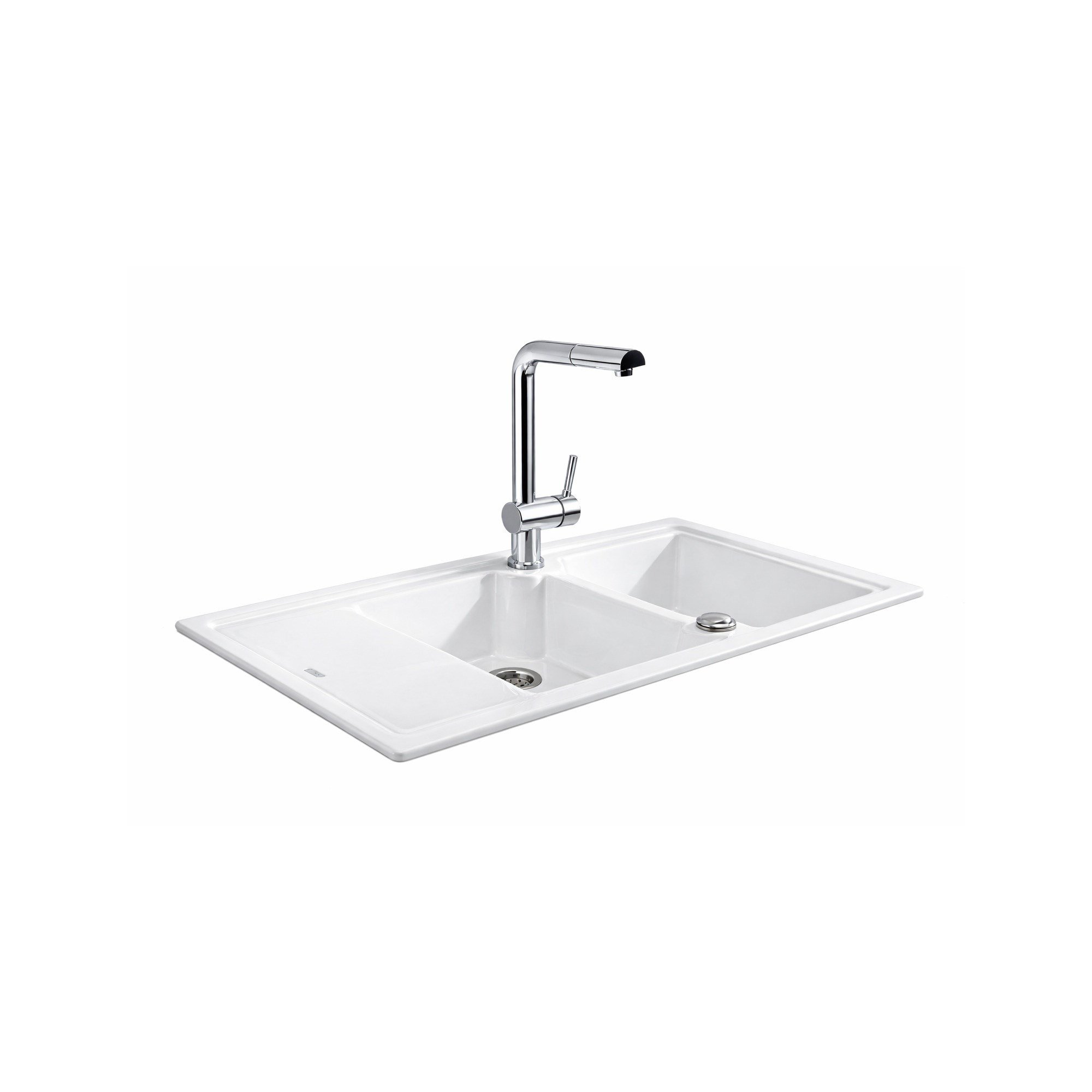 Nuevo Sonas 6 S Seramik Eviye 60 cm 1,5 Gözlü Parlak Beyaz Çift Yönlü  – 304162