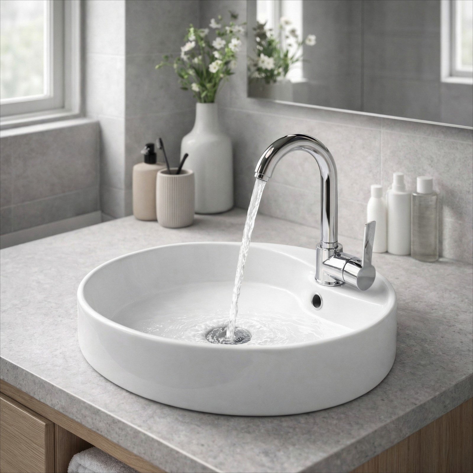 Nuss Safir Kuğu Lavabo  Bataryası-Parlak Krom-N 9602