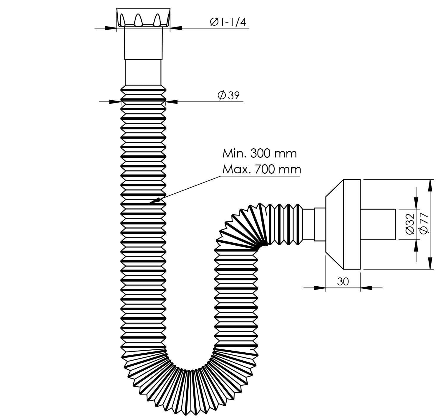 Pis Su Çıkış Borusu - 32 mm Çıkış Ucu - Süzgeç Hariç - METAL SOMUNLU | 90.99.60.06