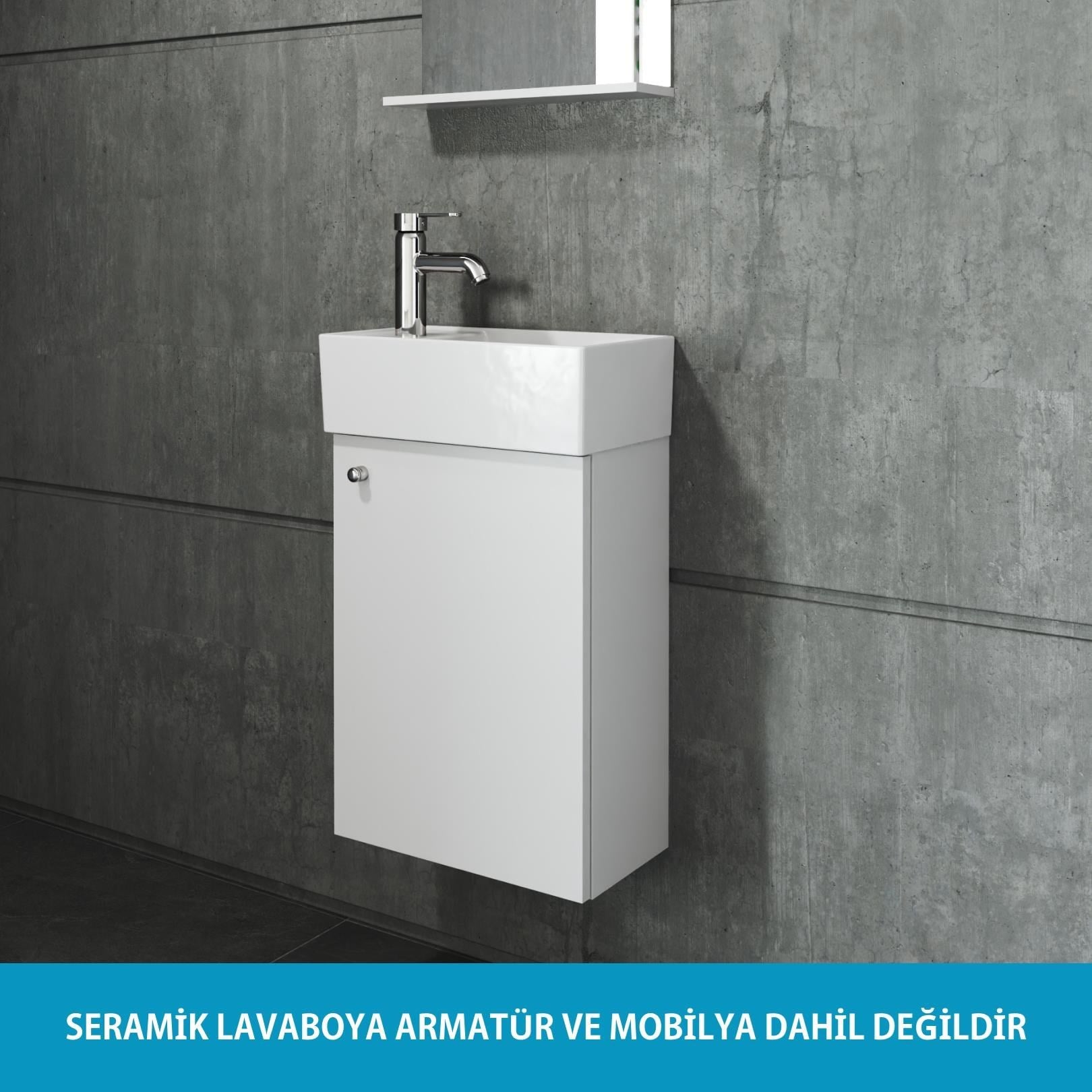 Plan Tezgah Üstü Kare Lavabo, 40x22 cm Beyaz | 10.16.30.09.01