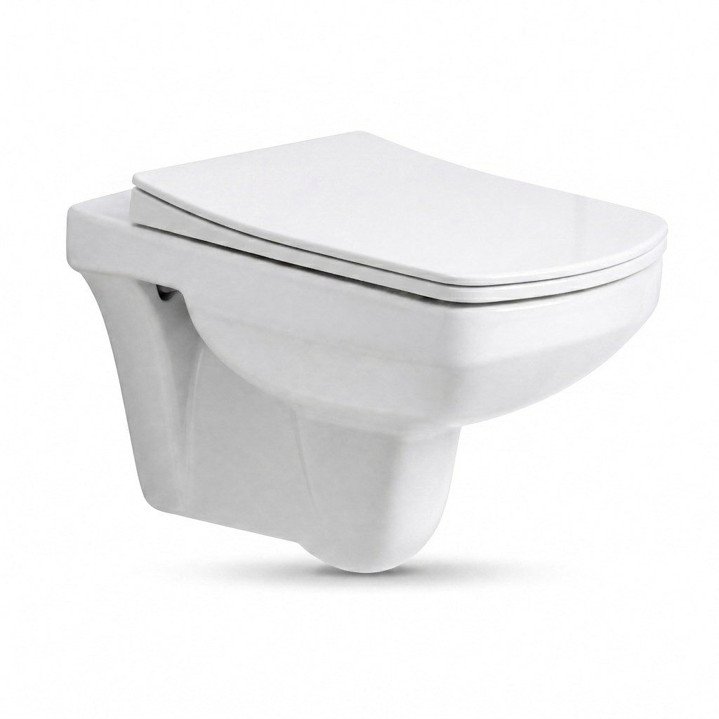 Quarter Bath Gideros Asma  Klozet , Delikli,PP kapak Dahil -2 parça set , Beyaz | QRS.36.01.03.01