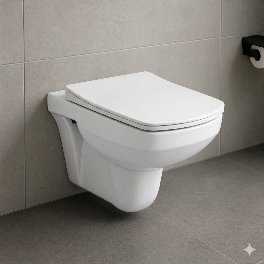 Quarter Bath Gideros Asma  Klozet , Delikli,PP kapak Dahil -2 parça set , Beyaz | QRS.36.01.03.01