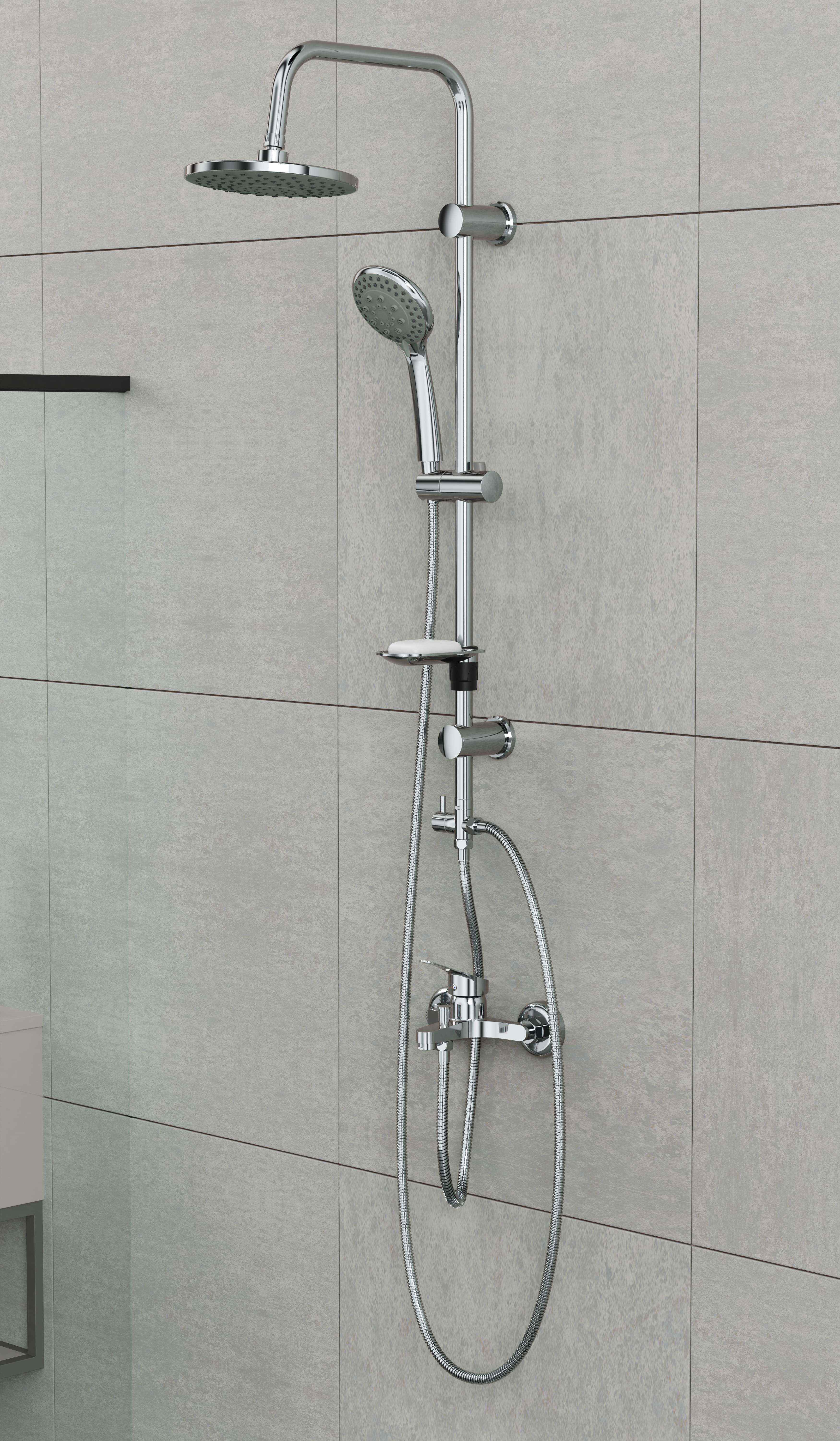 Spring Basic  Tepe Robot Duşu Seti , Parlak Krom